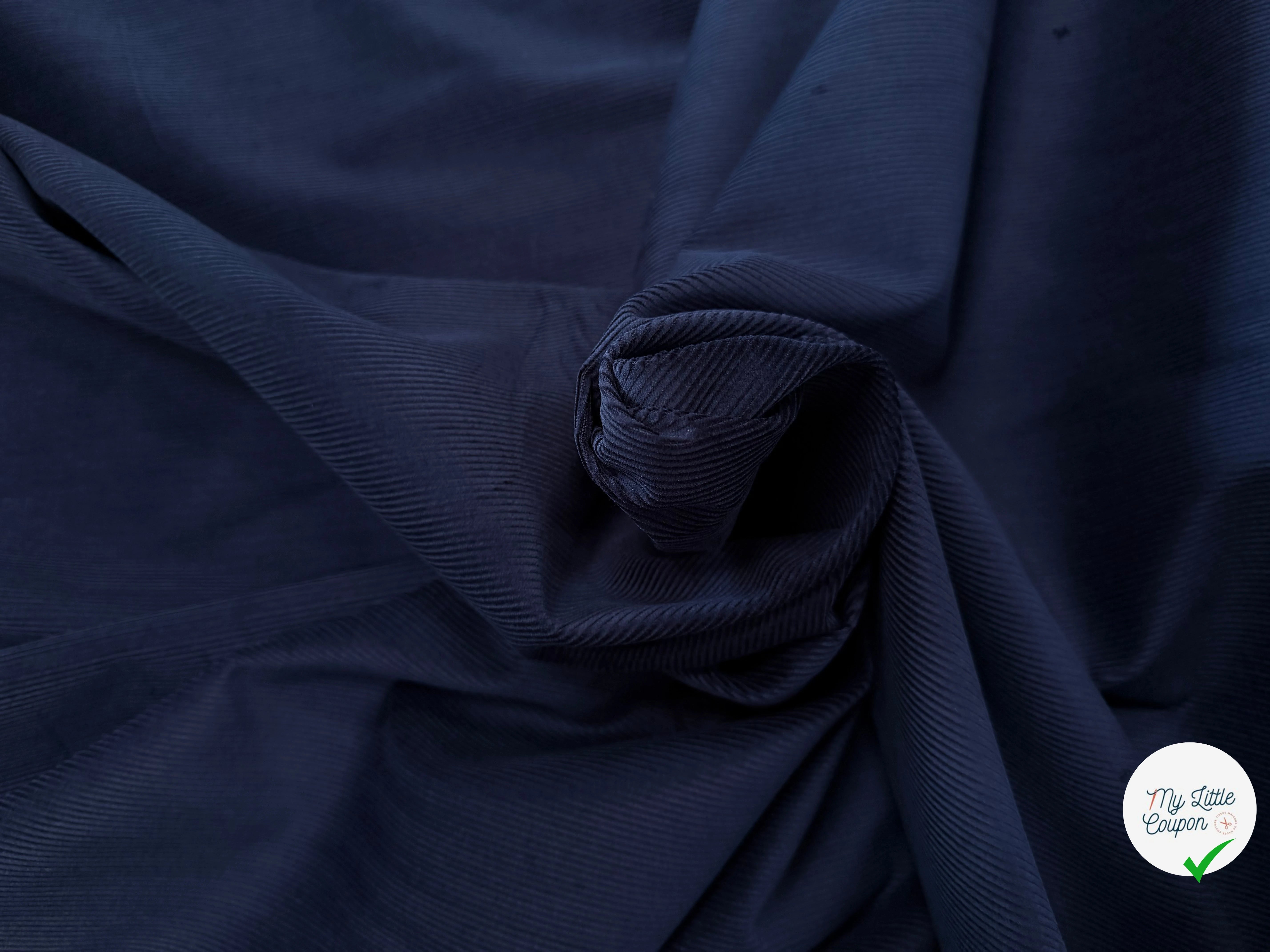 VELOURS COTELE EN COTON 1000 RAIES BLEU MARINE - My Little Coupon