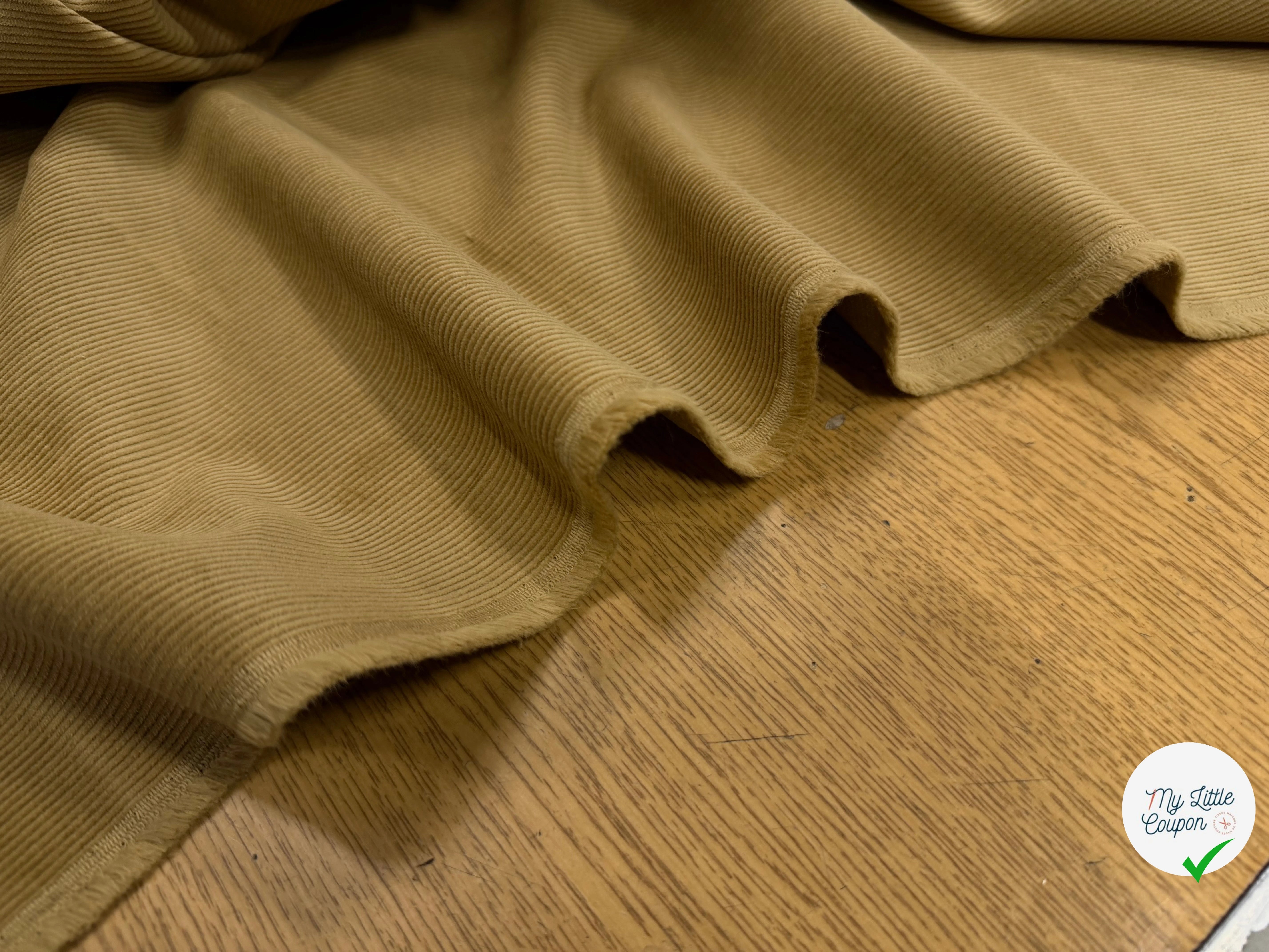 VELOURS COTELE EN COTON 1000 RAIES SABLE - My Little Coupon