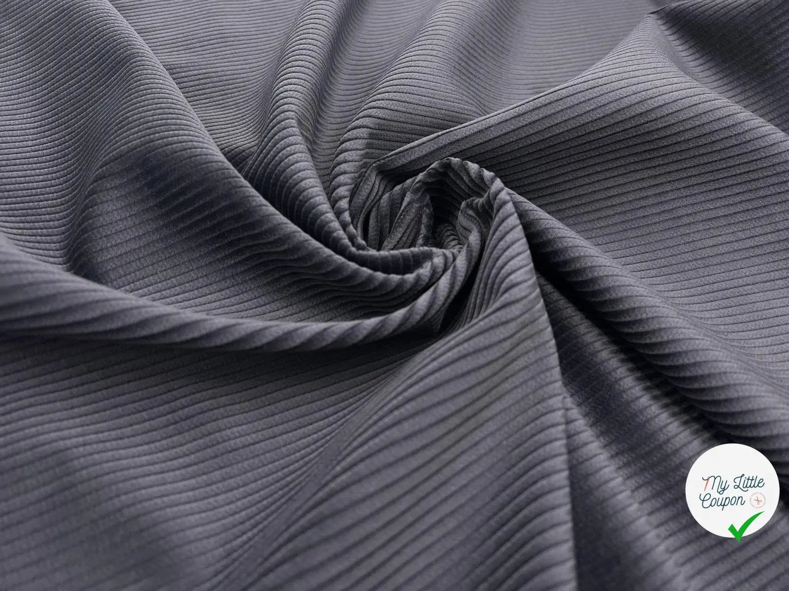 VELOURS CÔTELÉ TÉFLON GRIS MOYEN - My Little Coupon - tissu - coudre