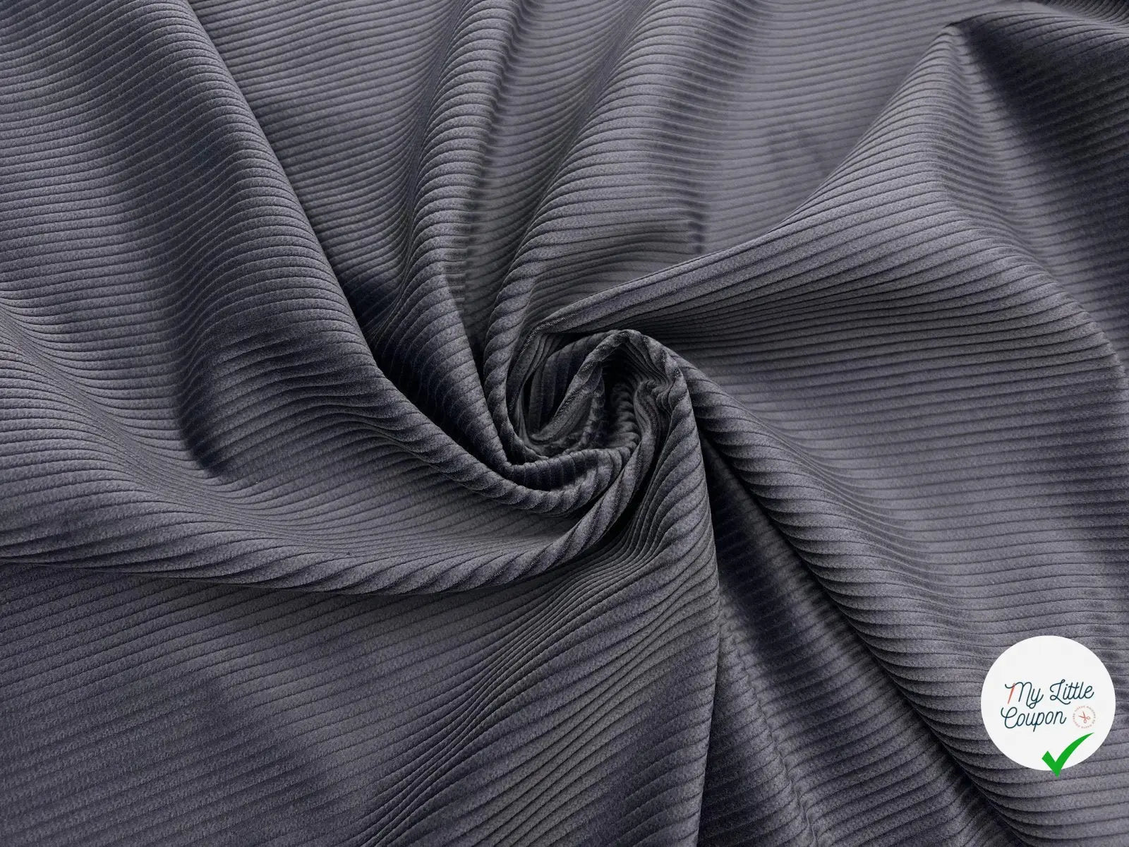 VELOURS CÔTELÉ TÉFLON GRIS MOYEN - My Little Coupon - tissu - coudre