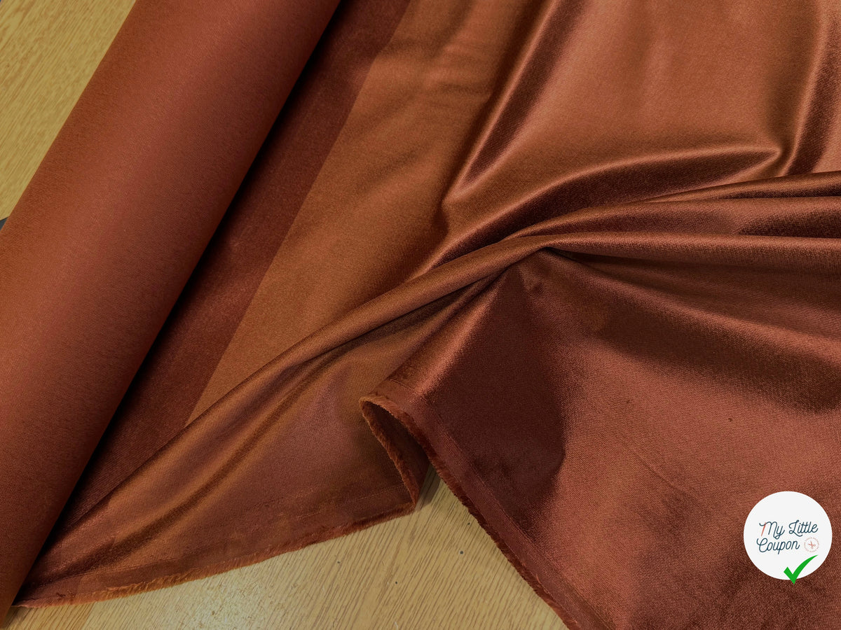 VELOURS COTON VISCOSE FAUX-UNI STRETCH ROUILLE 56% COTON 42% VISCOSE - My Little Coupon