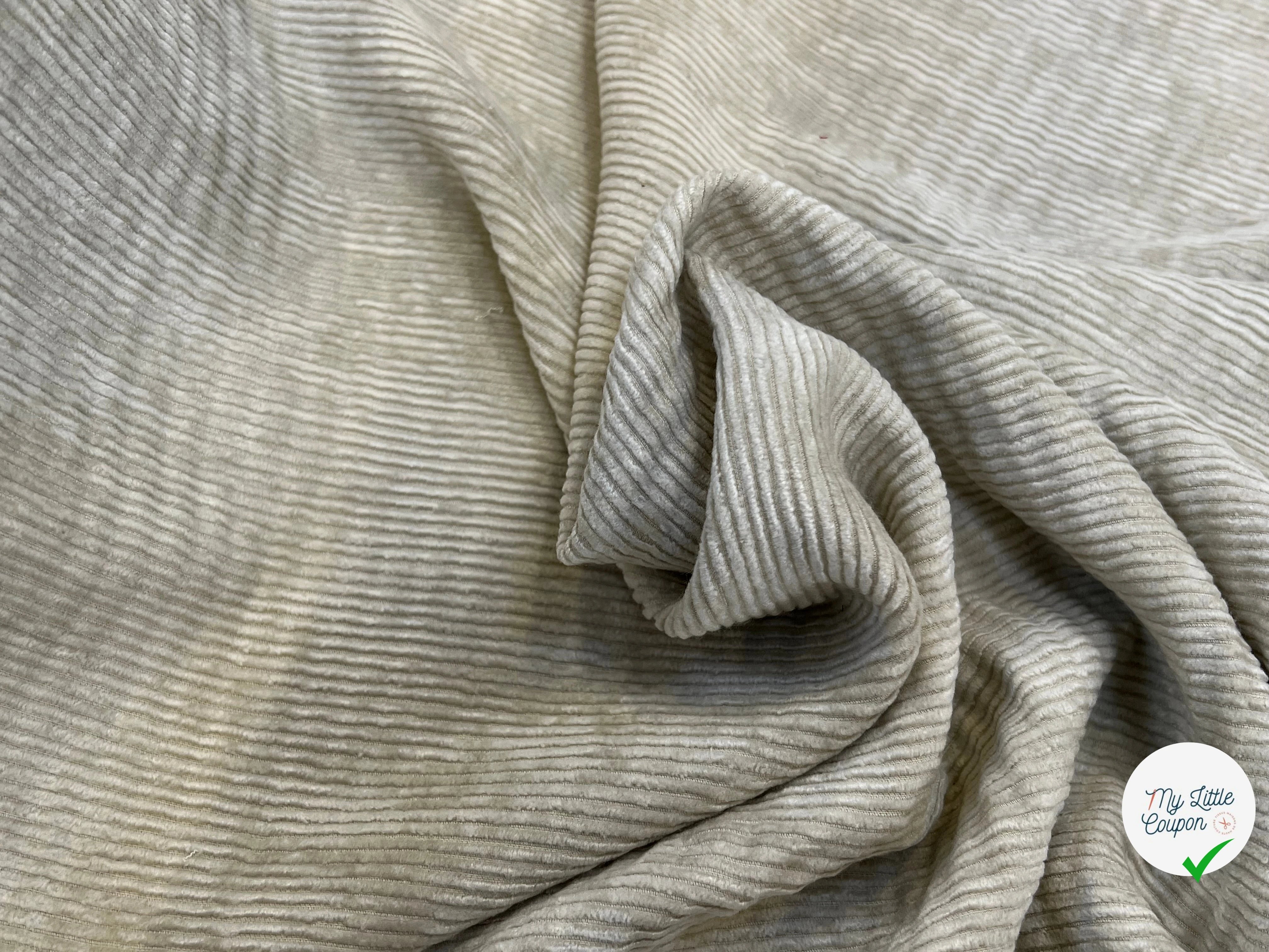 VELOURS DE COTON 500 RAIES BEIGE CLAIR 140CM - My Little Coupon