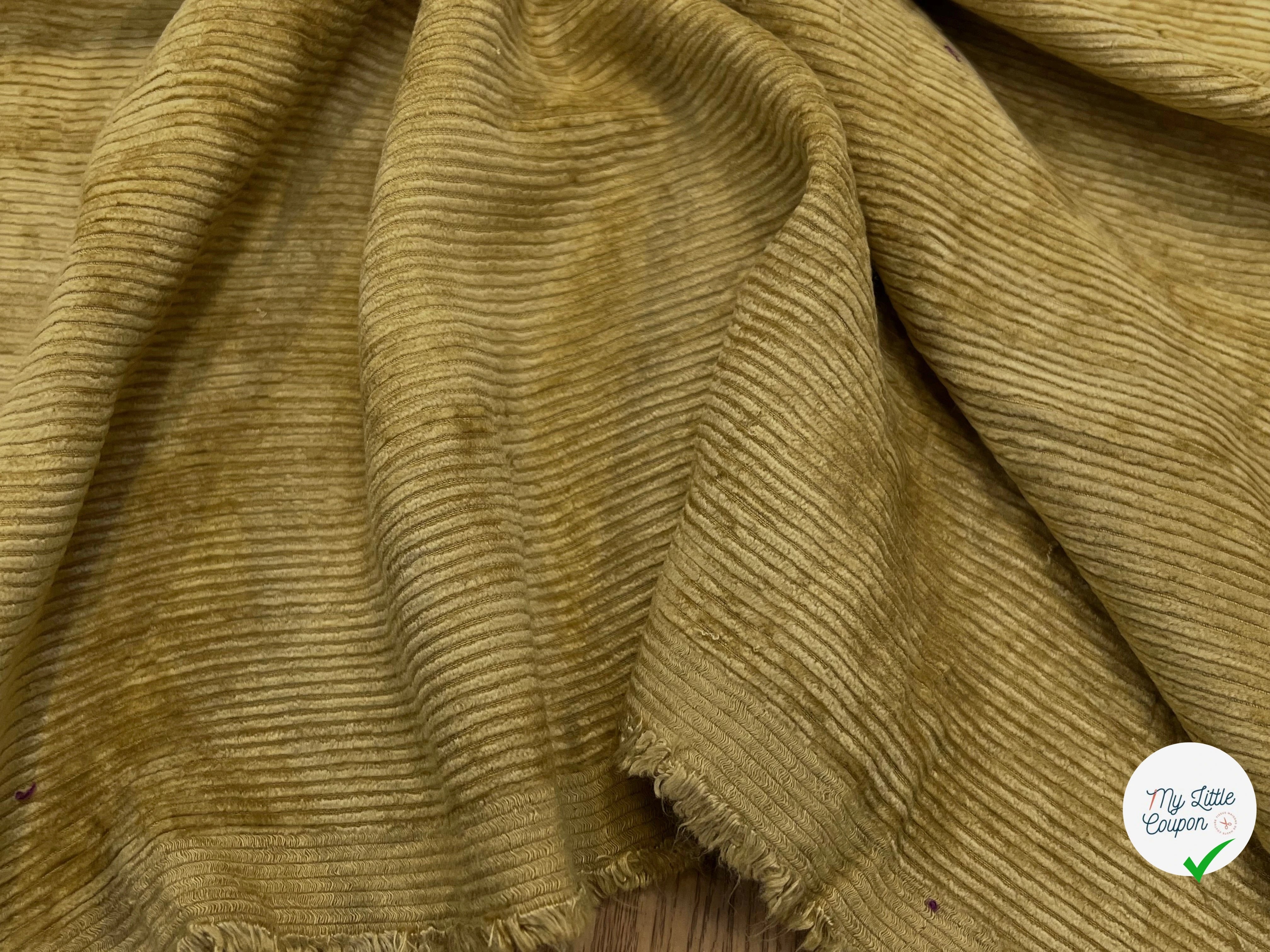 VELOURS DE COTON 500 RAIES JAUNE MOUTARDE 140CM - My Little Coupon