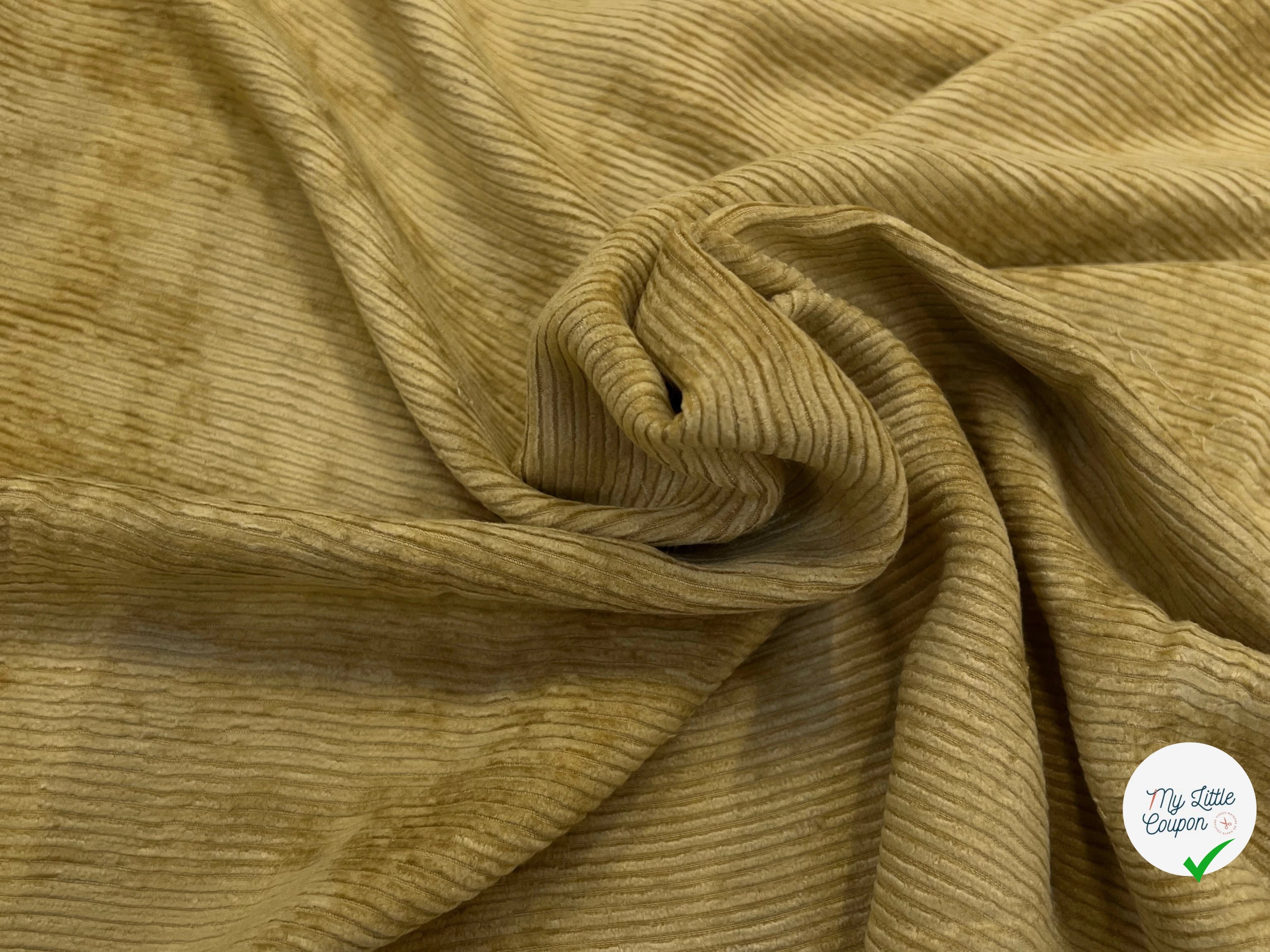 VELOURS DE COTON 500 RAIES JAUNE MOUTARDE 140CM - My Little Coupon