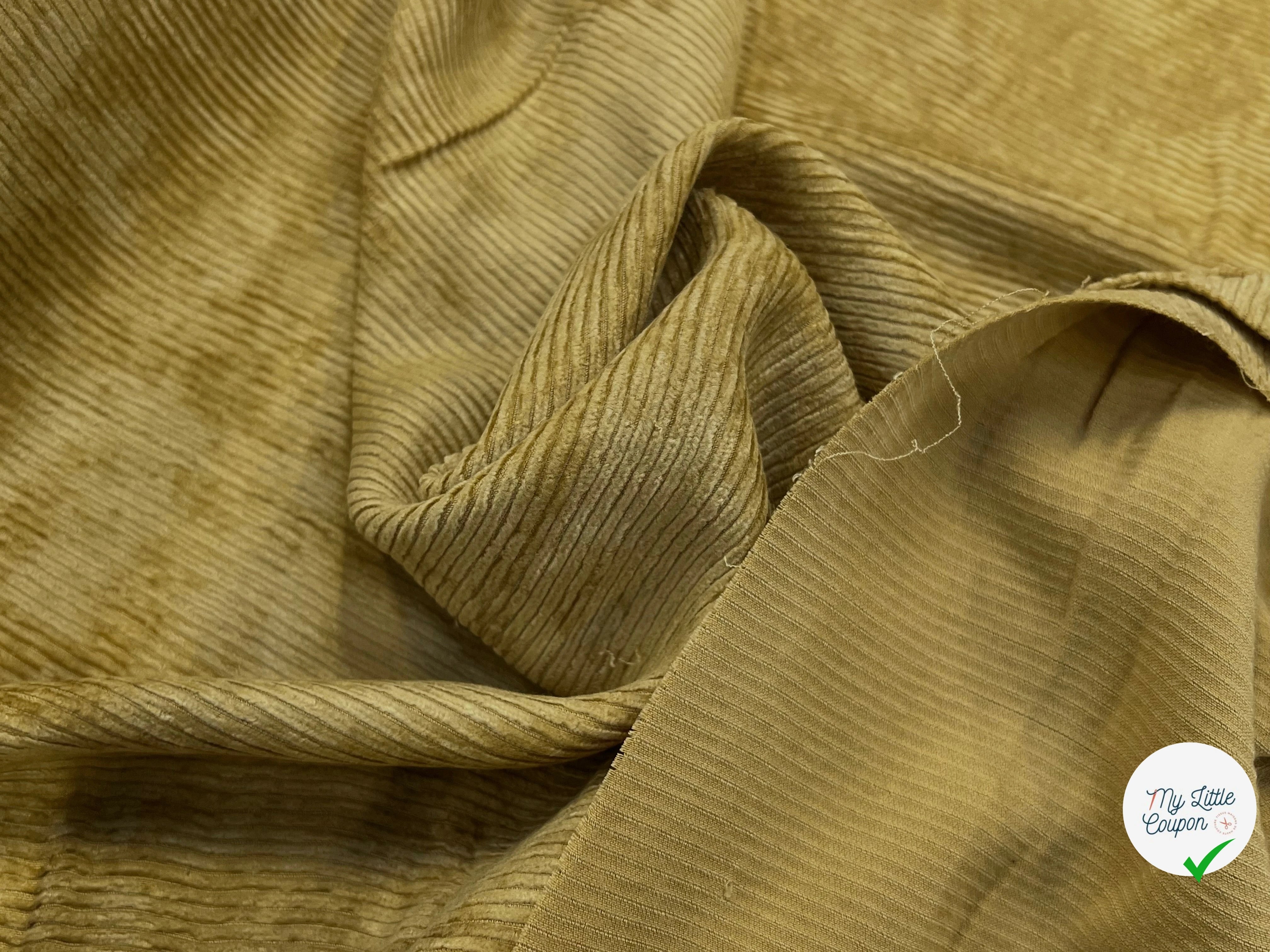 VELOURS DE COTON 500 RAIES JAUNE MOUTARDE 140CM - My Little Coupon