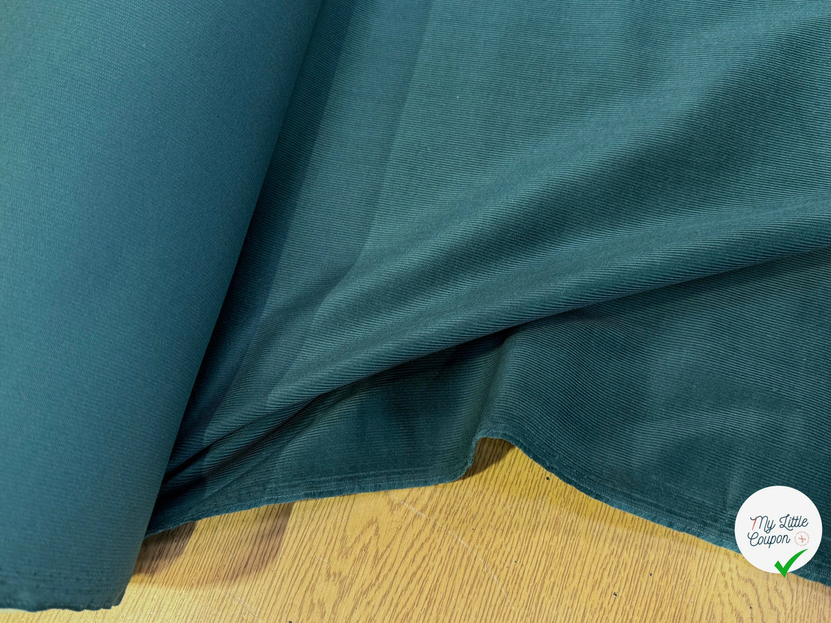 VELOURS DE COTON BIO CLASSIQUE 600 RAIES STRETCH VERT 98% COTON - My Little Coupon