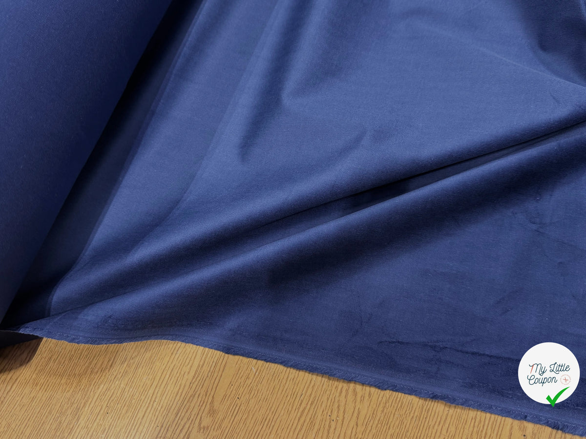 VELOURS DE COTON CLASSIQUE 1000 RAIES STRETCH BLEU 97% COTON - My Little Coupon