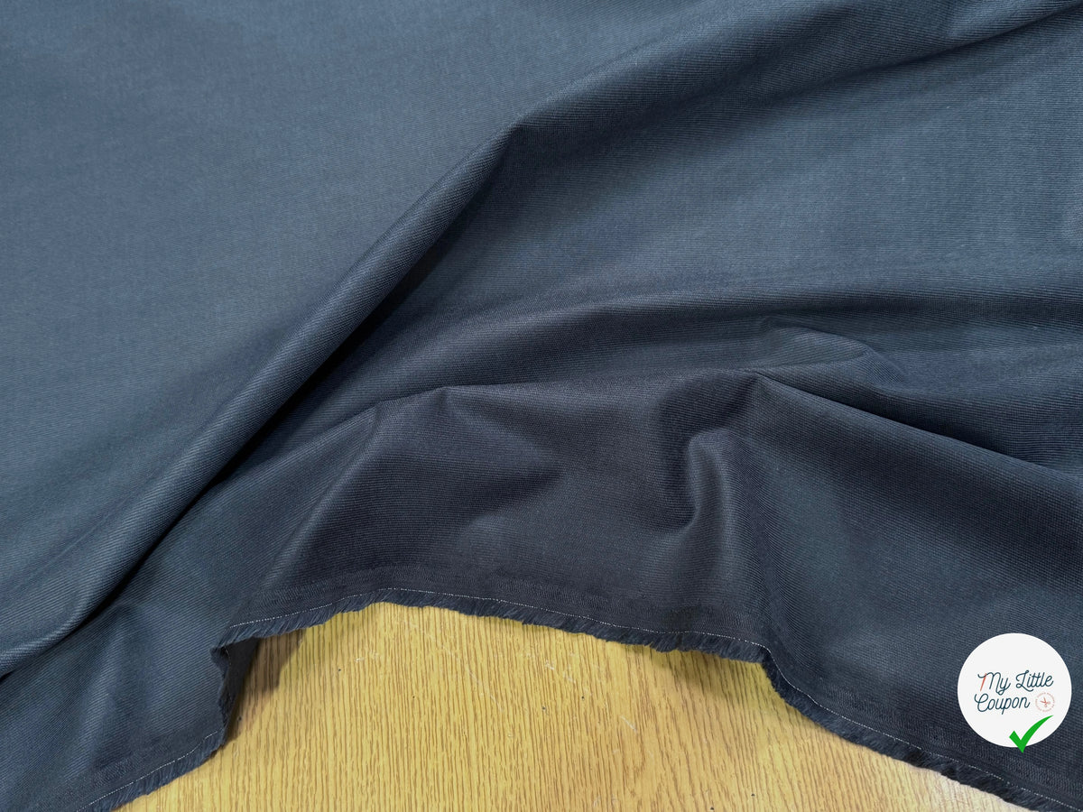 VELOURS DE COTON CLASSIQUE 1000 RAIES STRETCH BLEU MARINE FONCÉ 97% COTON - My Little Coupon