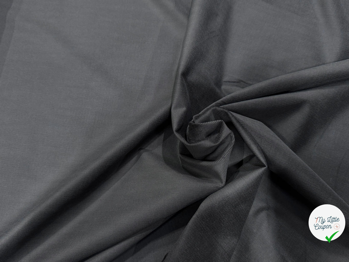 VELOURS DE COTON CLASSIQUE 1000 RAIES STRETCH GRIS 98% COTON - My Little Coupon
