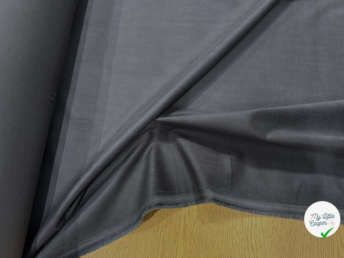 VELOURS DE COTON CLASSIQUE 1000 RAIES STRETCH GRIS 98% COTON - My Little Coupon