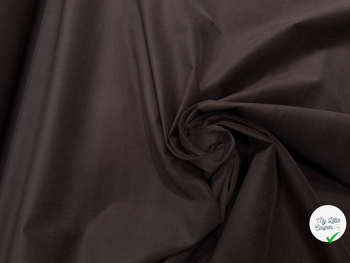 VELOURS DE COTON CLASSIQUE 1000 RAIES STRETCH MARRON FONCÉ 98% COTON - My Little Coupon