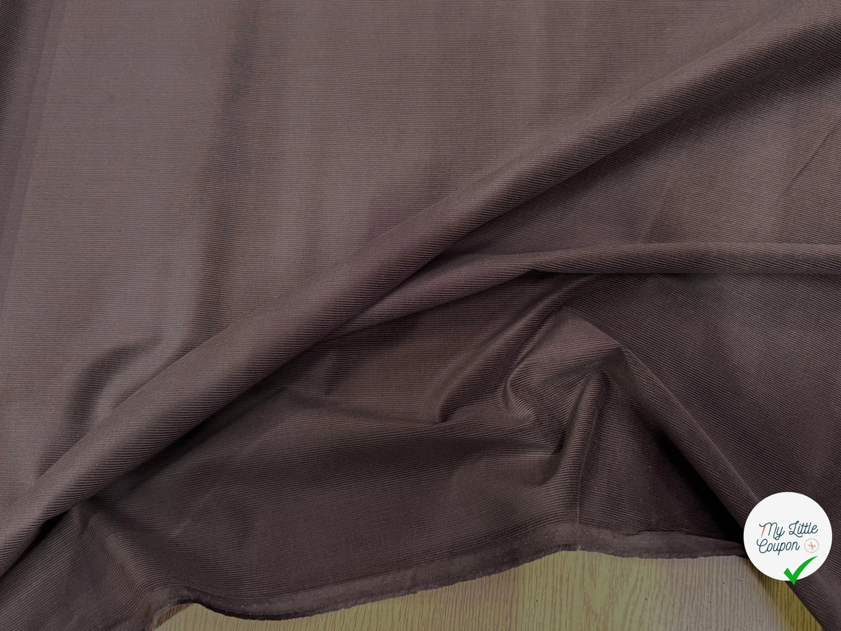 VELOURS DE COTON CLASSIQUE 1000 RAIES STRETCH MARRON FONCÉ 98% COTON - My Little Coupon