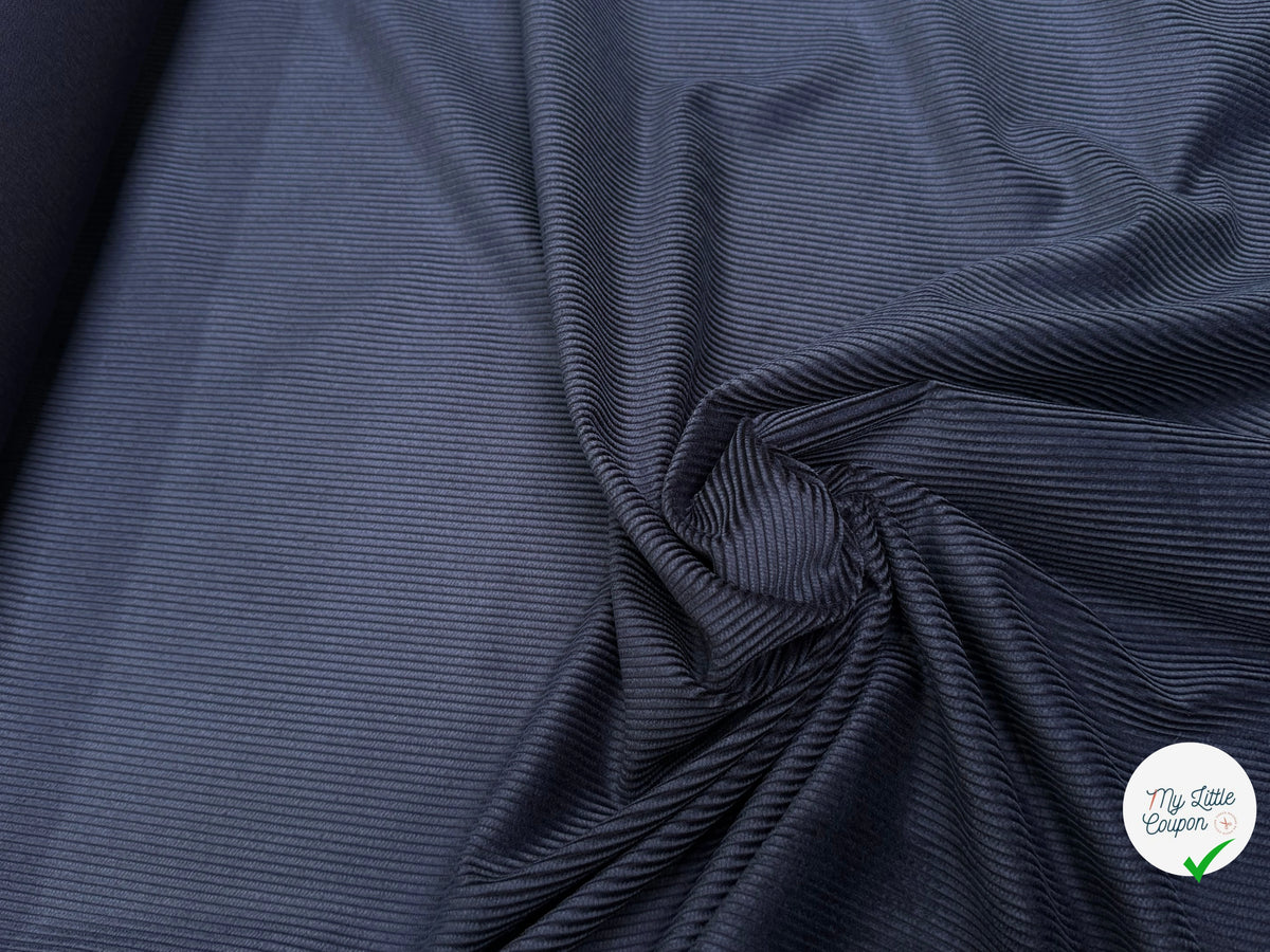 VELOURS DE COTON CLASSIQUE 300 RAIES BLEU MARINE 100% COTON - My Little Coupon