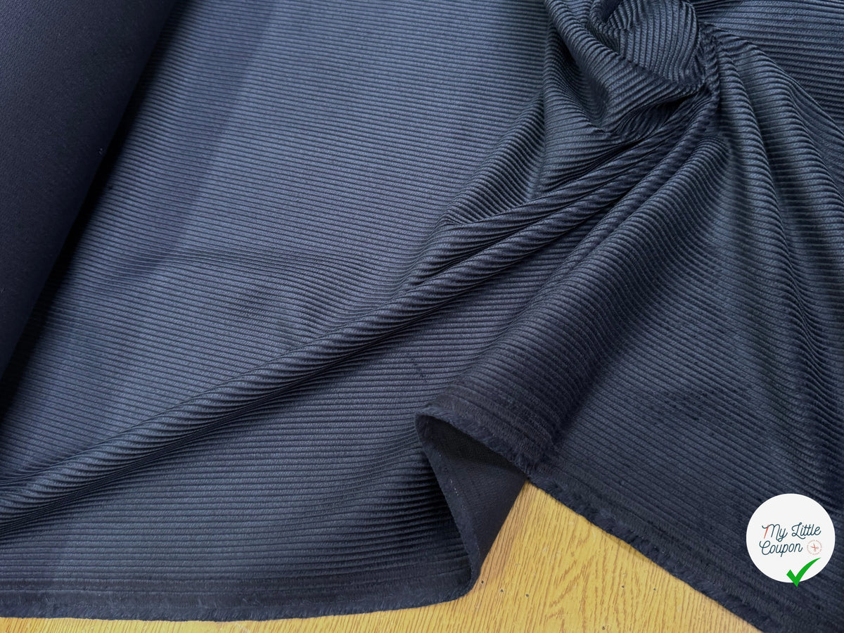 VELOURS DE COTON CLASSIQUE 300 RAIES BLEU MARINE 100% COTON - My Little Coupon