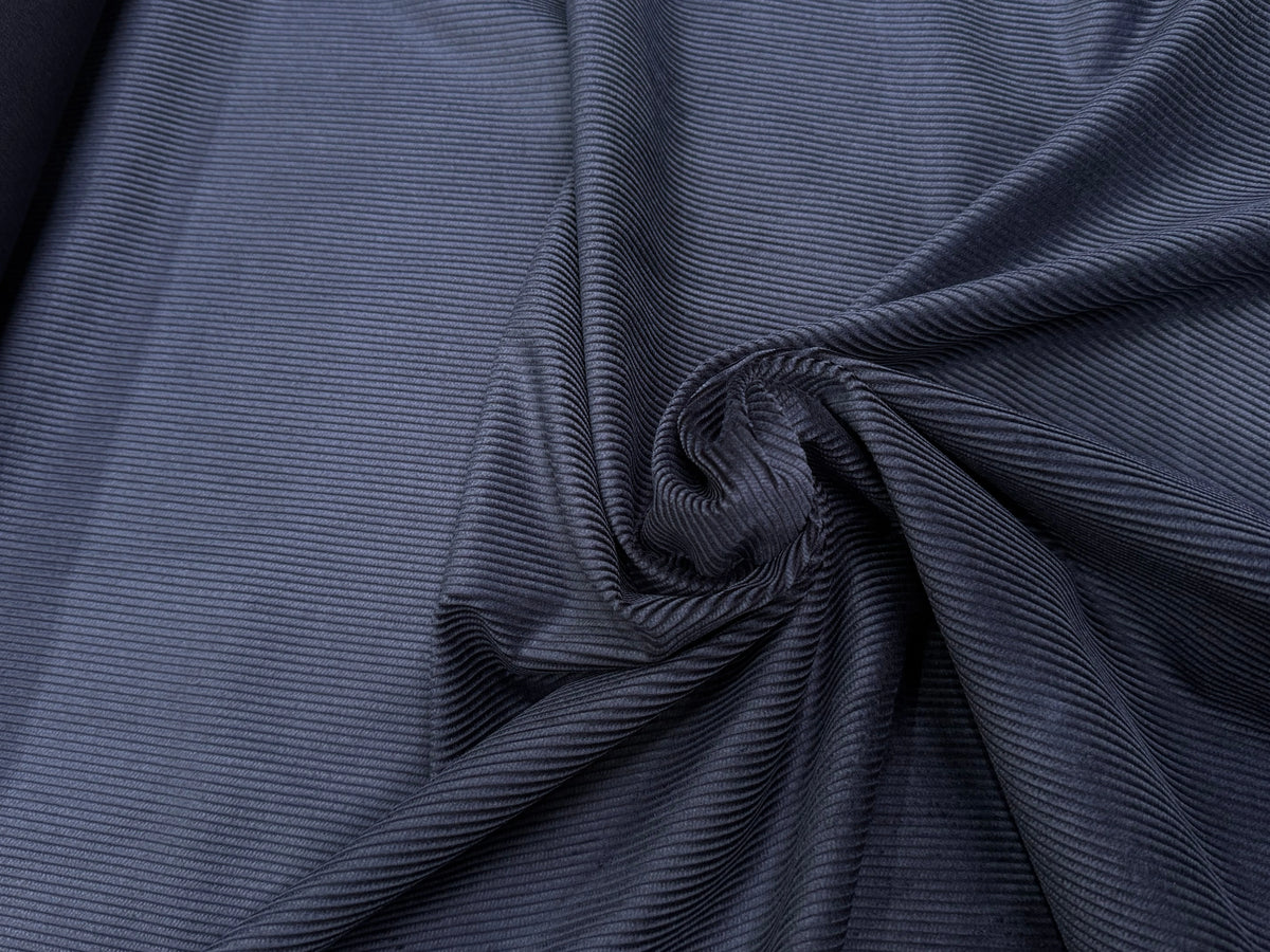 VELOURS DE COTON CLASSIQUE 300 RAIES BLEU MARINE 100% COTON - My Little Coupon