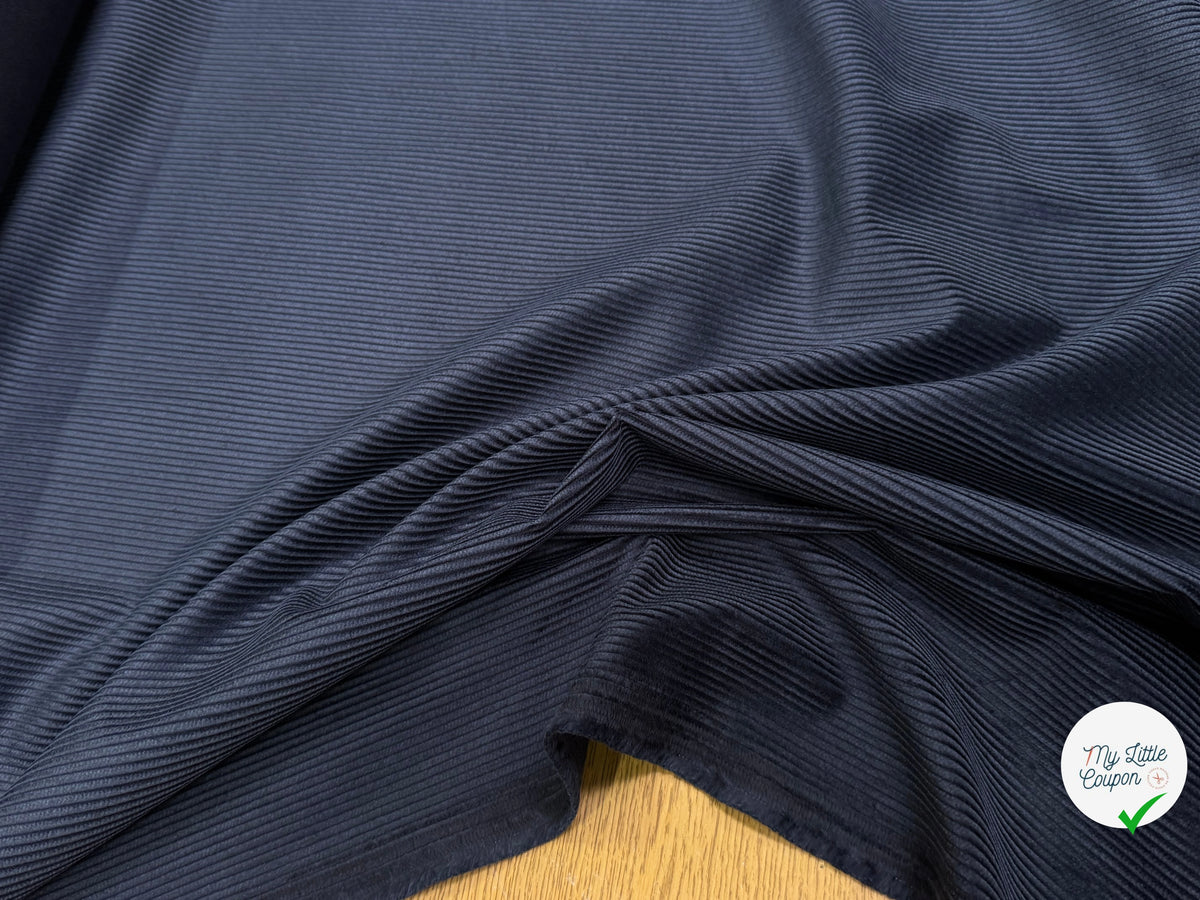 VELOURS DE COTON CLASSIQUE 300 RAIES BLEU MARINE 100% COTON - My Little Coupon