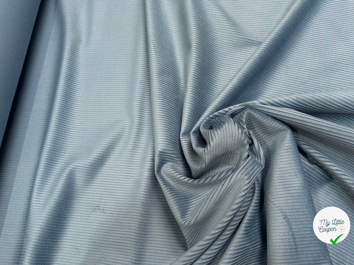 VELOURS DE COTON CLASSIQUE 300 RAIES STRETCH BLEU 98% COTON - My Little Coupon