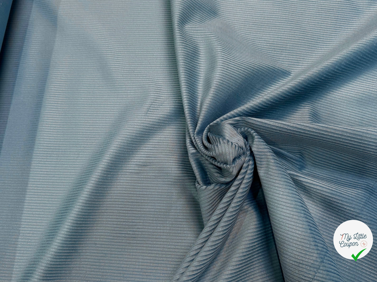 VELOURS DE COTON CLASSIQUE 300 RAIES STRETCH BLEU 98% COTON - My Little Coupon