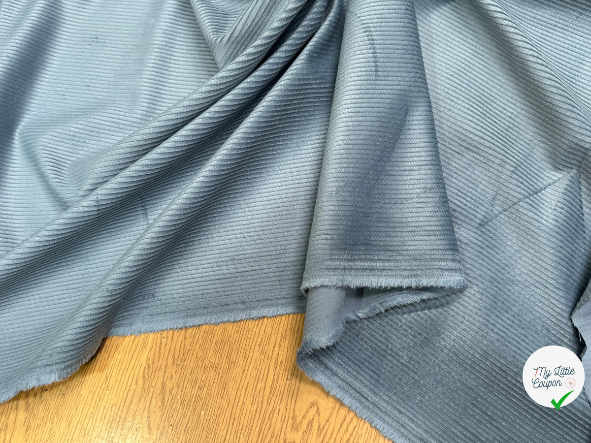 VELOURS DE COTON CLASSIQUE 300 RAIES STRETCH BLEU 98% COTON - My Little Coupon