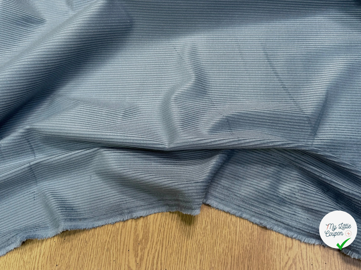VELOURS DE COTON CLASSIQUE 300 RAIES STRETCH BLEU 98% COTON - My Little Coupon
