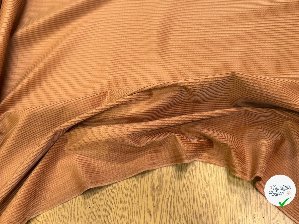 VELOURS DE COTON CLASSIQUE 300 RAIES STRETCH BRUN 98% COTON - My Little Coupon