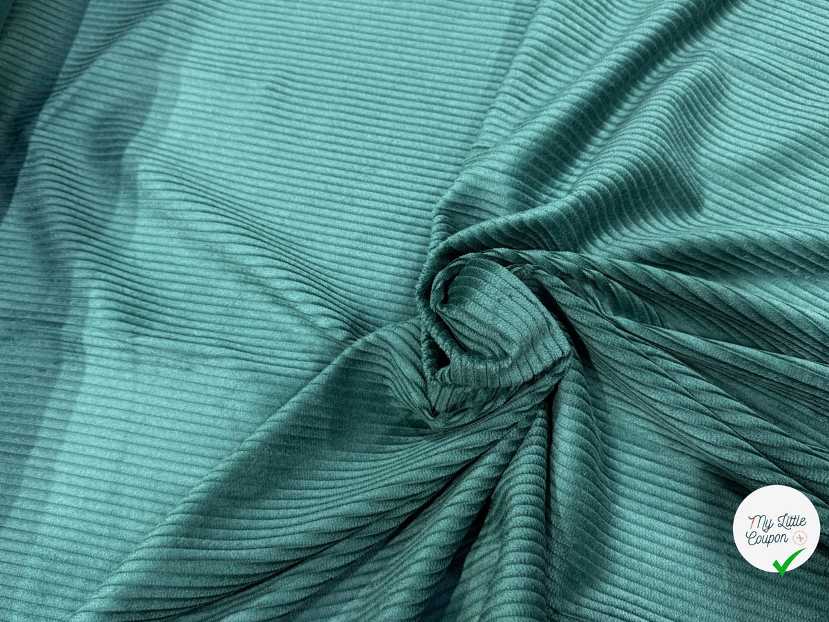 VELOURS DE COTON CLASSIQUE CÂBLÉ VERT FONCÉ 85% COTON - My Little Coupon