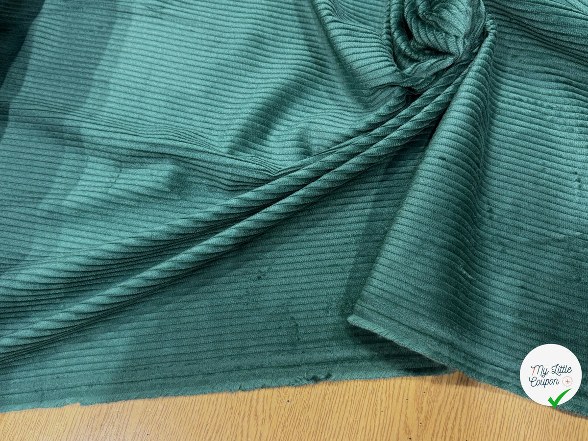 VELOURS DE COTON CLASSIQUE CÂBLÉ VERT FONCÉ 85% COTON - My Little Coupon