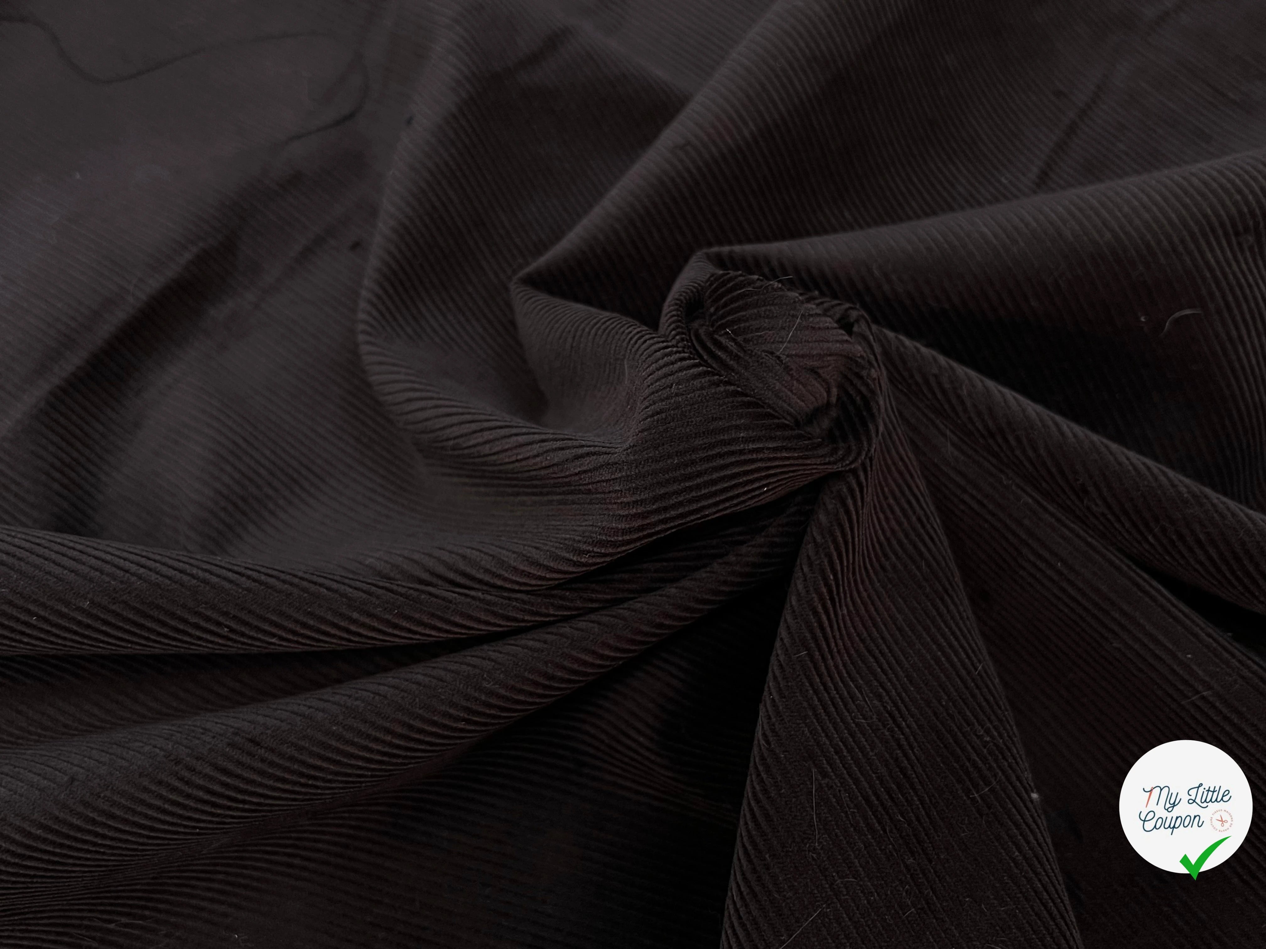 VELOURS DE COTON COTELÉ 1000 RAIES MARRON FONCÉ - My Little Coupon