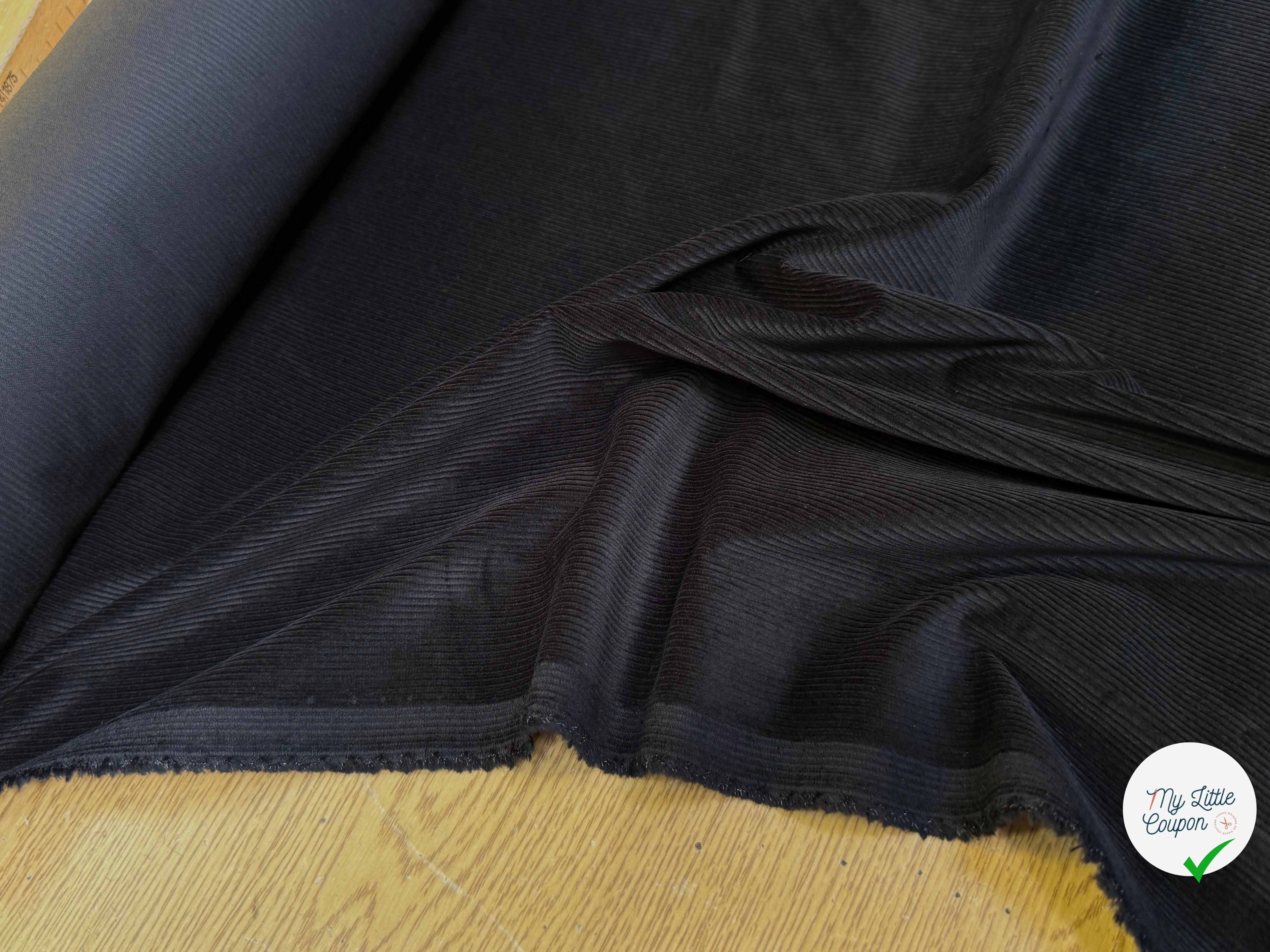 VELOURS DE COTON CÔTELÉ NOIR STRETCH - My Little Coupon