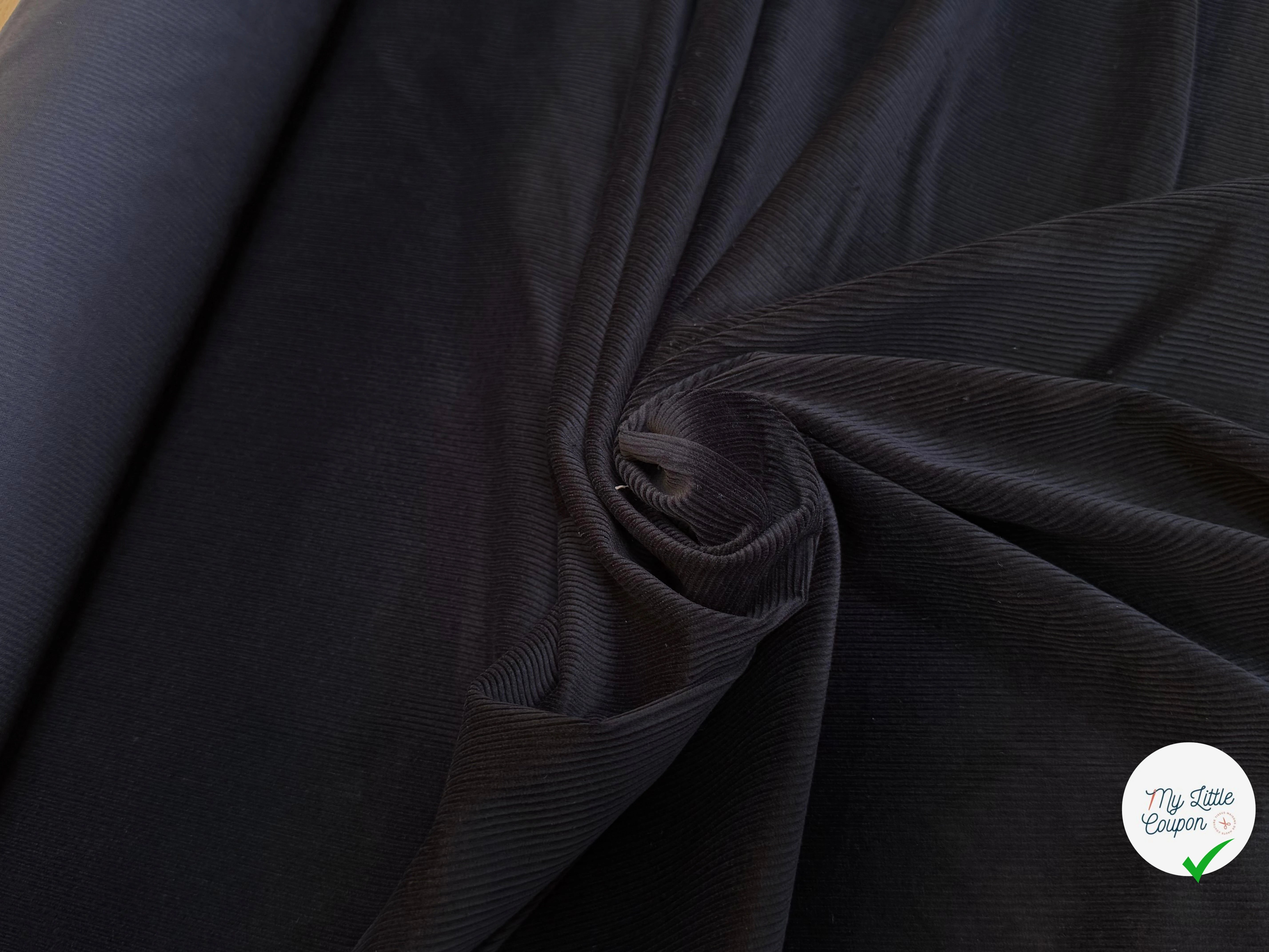 VELOURS DE COTON CÔTELÉ NOIR STRETCH - My Little Coupon