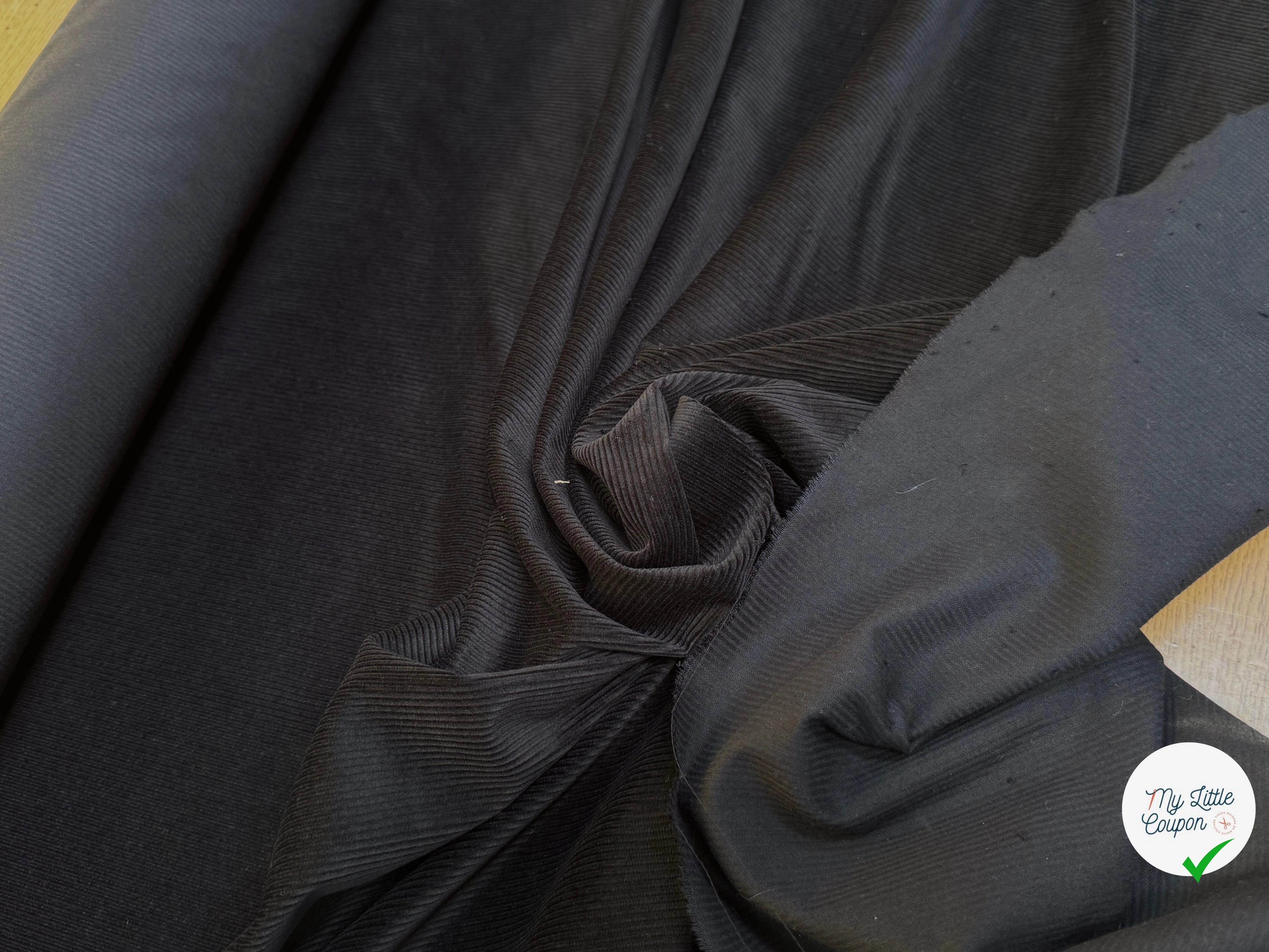 VELOURS DE COTON CÔTELÉ NOIR STRETCH - My Little Coupon