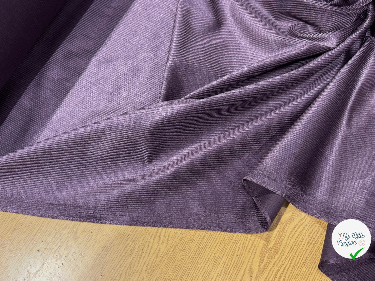 VELOURS DE COTON ET MODAL 500 RAIES STRETCH VIOLET FONCÉ 78% COTON - My Little Coupon
