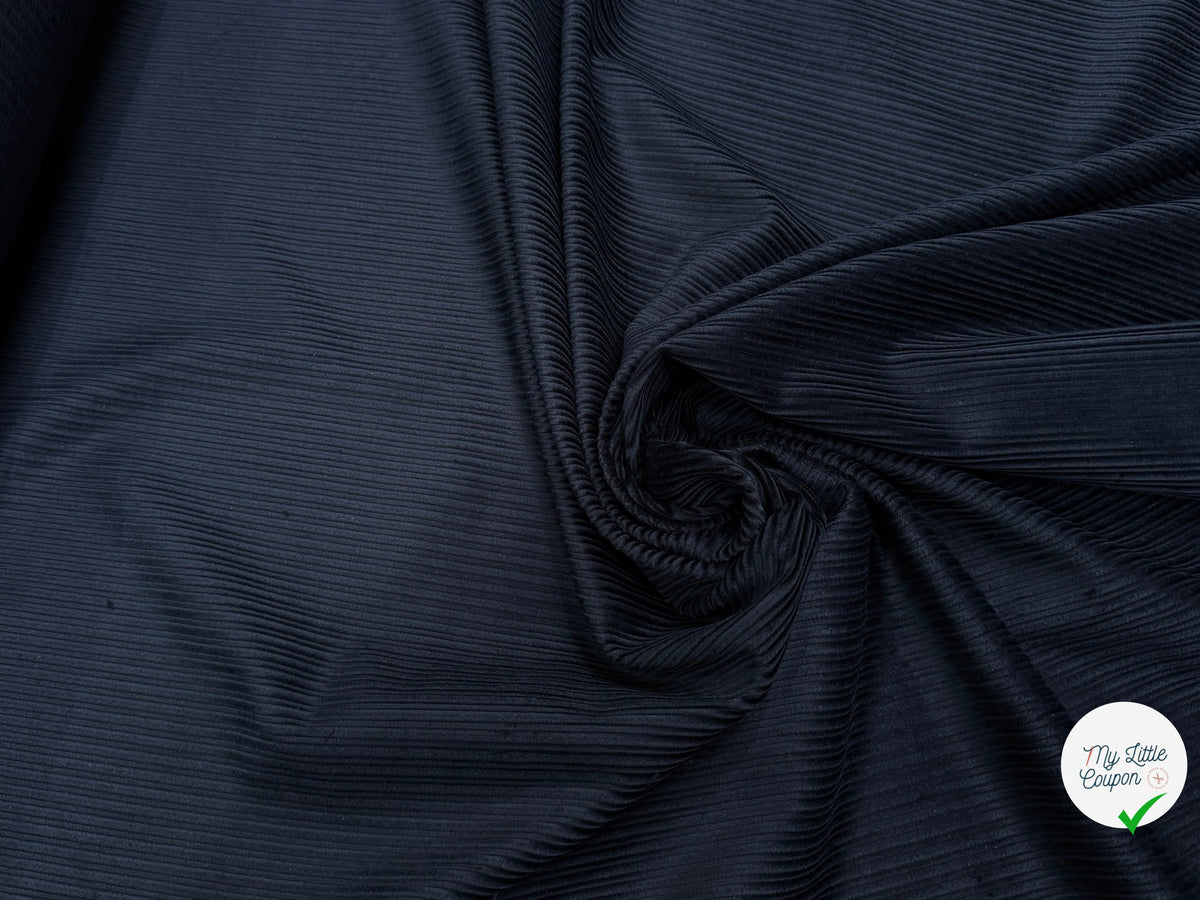 VELOURS DE COTON FANTAISIE 300 RAIES BLEU MARINE 100% COTON - My Little Coupon