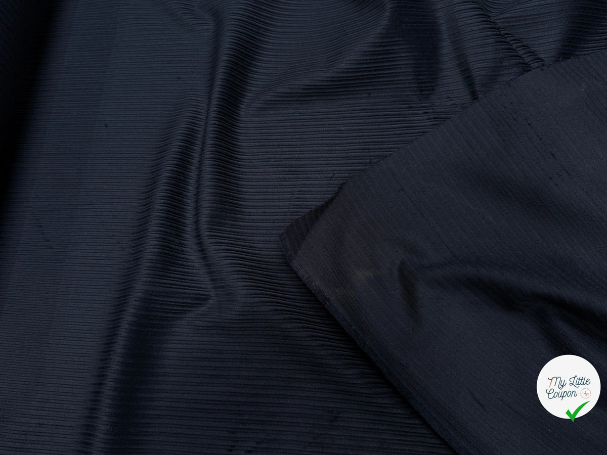 VELOURS DE COTON FANTAISIE 300 RAIES BLEU MARINE 100% COTON - My Little Coupon
