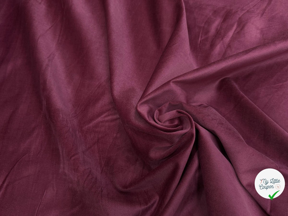 VELOURS DE COTON FAUX-UNI STRETCH BORDEAUX 98% COTON - My Little Coupon