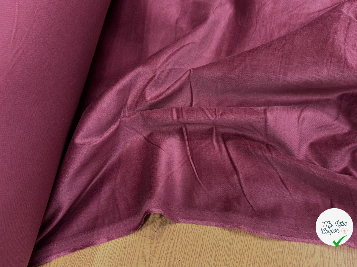 VELOURS DE COTON FAUX-UNI STRETCH BORDEAUX 98% COTON - My Little Coupon