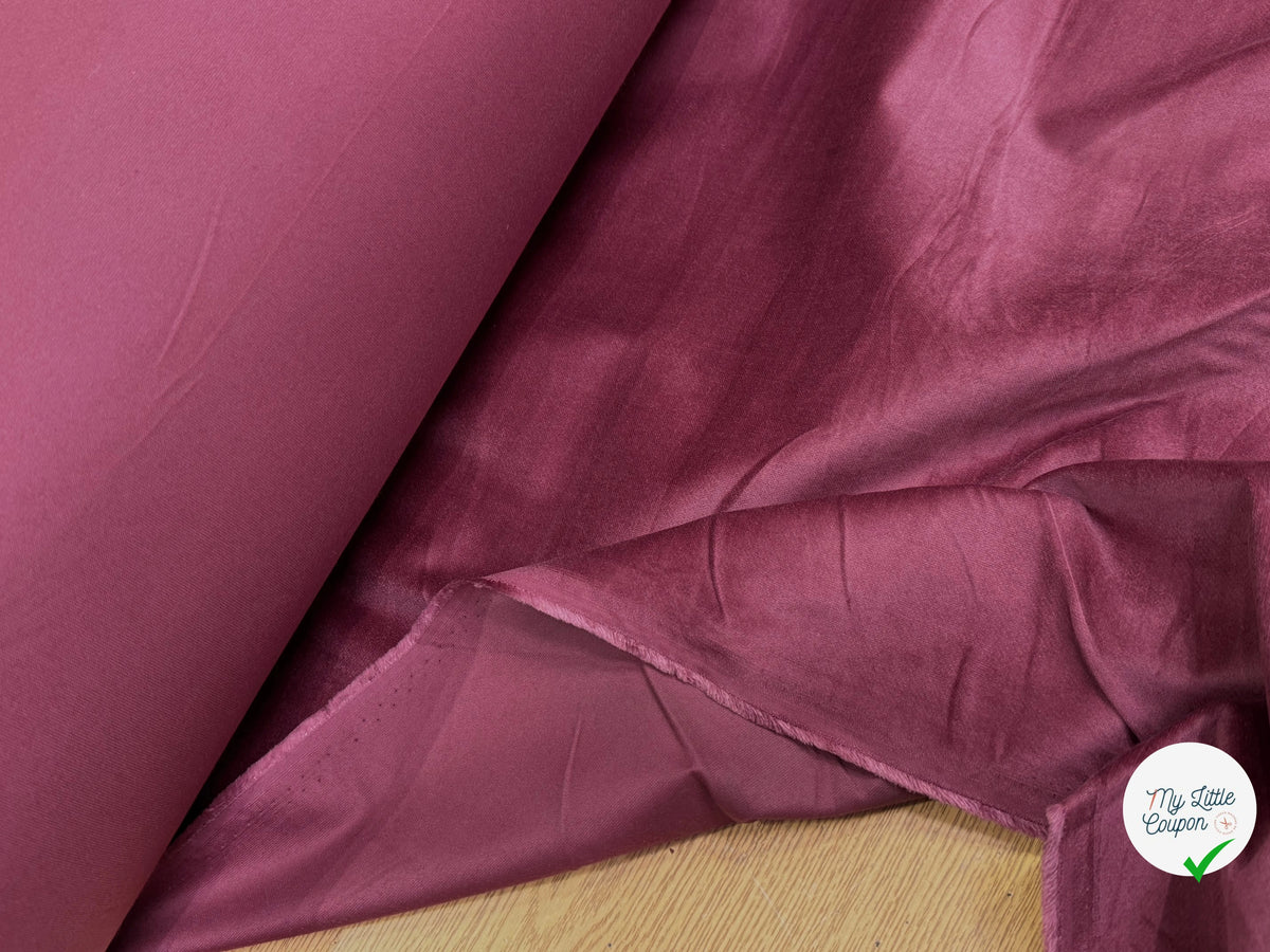 VELOURS DE COTON FAUX-UNI STRETCH BORDEAUX 98% COTON - My Little Coupon