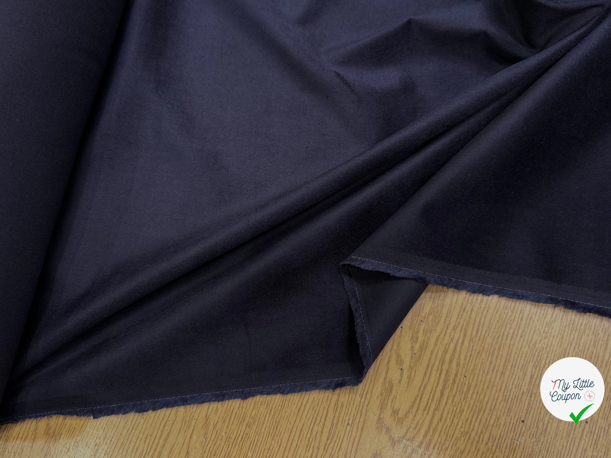 VELOURS DE COTON FAUX-UNI STRETCH VIOLET FONCÉ 98% COTON - My Little Coupon