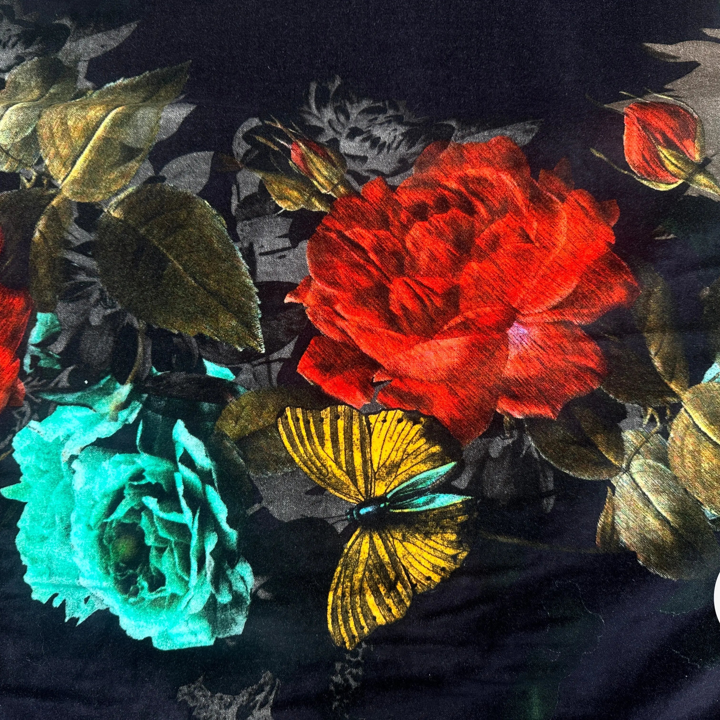 VELOURS DE COTON IMPRIMÉ FLORAL ET PAPILLONS BLACK MLC INTERN