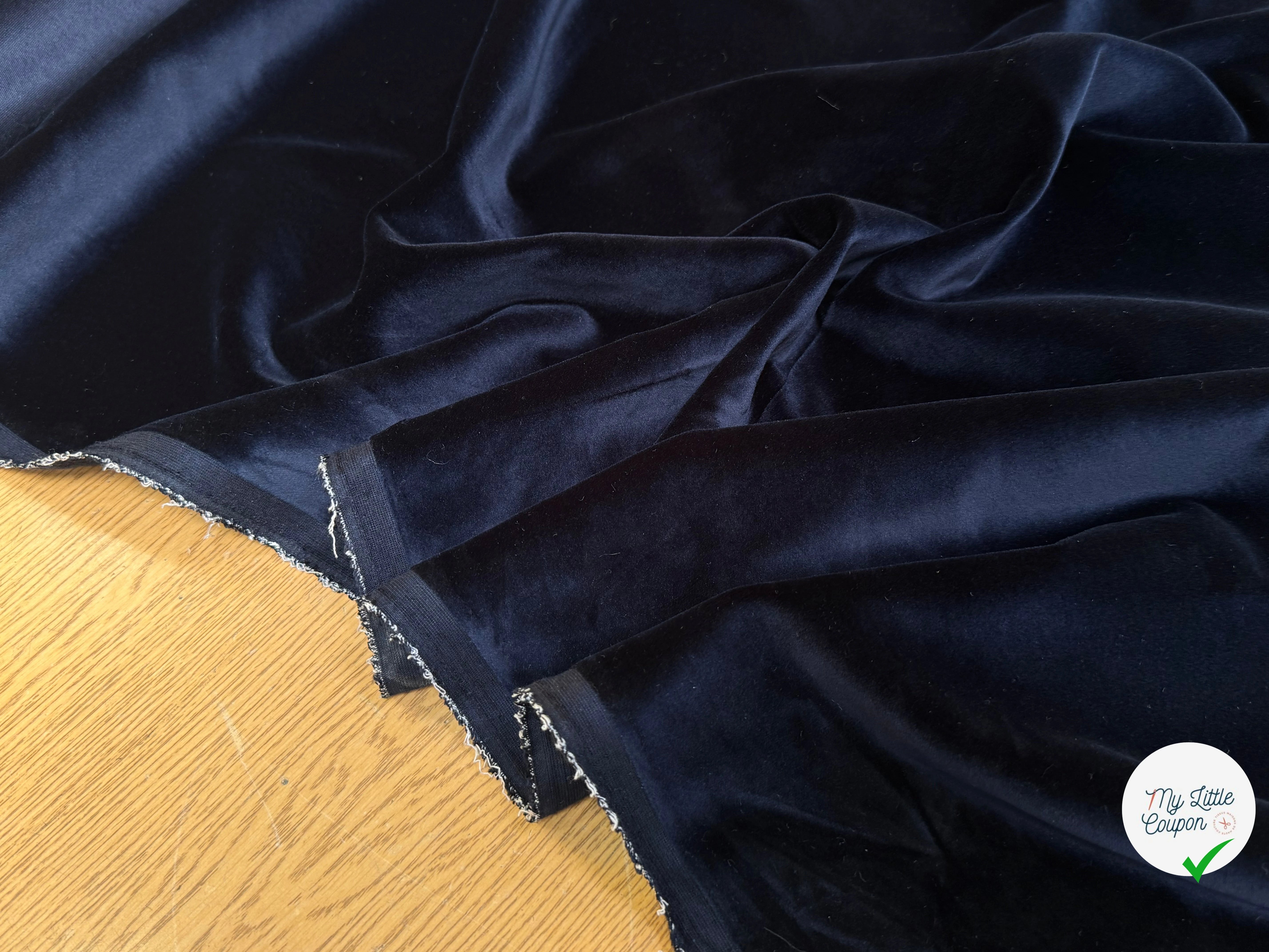 VELOURS DE COTON LISSE TOUT DOUX BLEU MARINE ULTRA BEAU - My Little Coupon