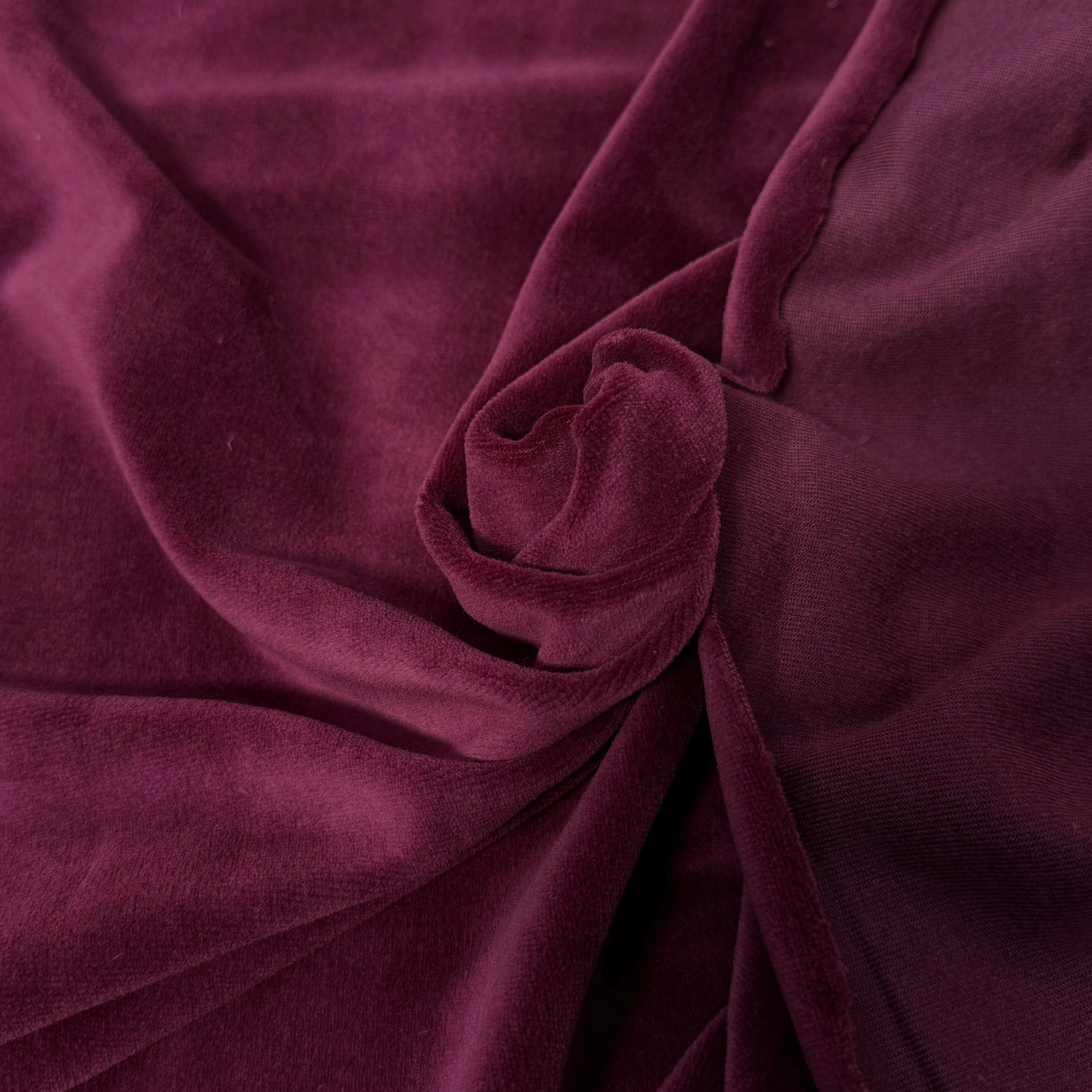 VELOURS DE COTON MOUSSE STRETCH BORDEAUX TOUCHER DOUX - My Little Coupon