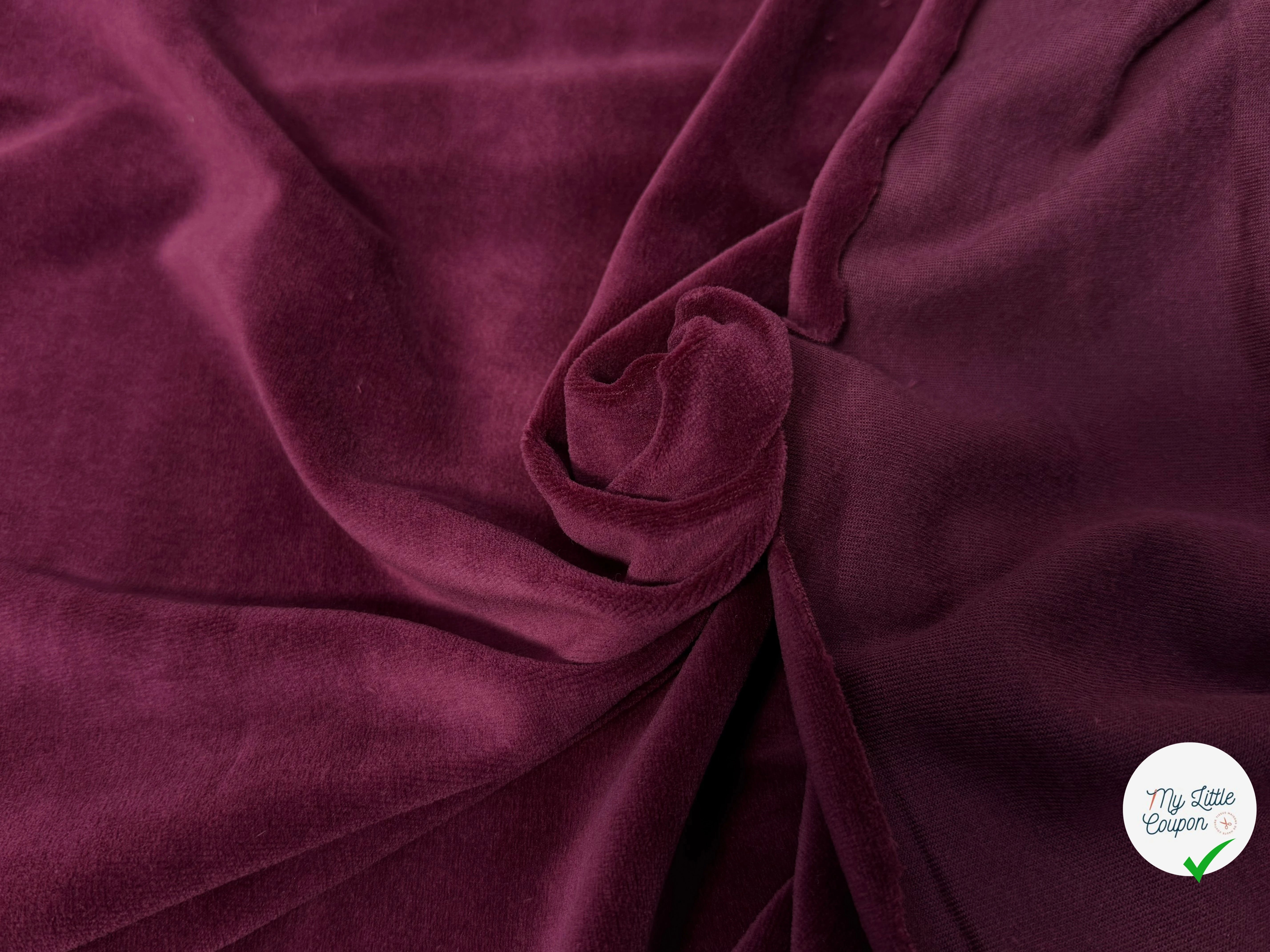 VELOURS DE COTON MOUSSE STRETCH BORDEAUX TOUCHER DOUX - My Little Coupon