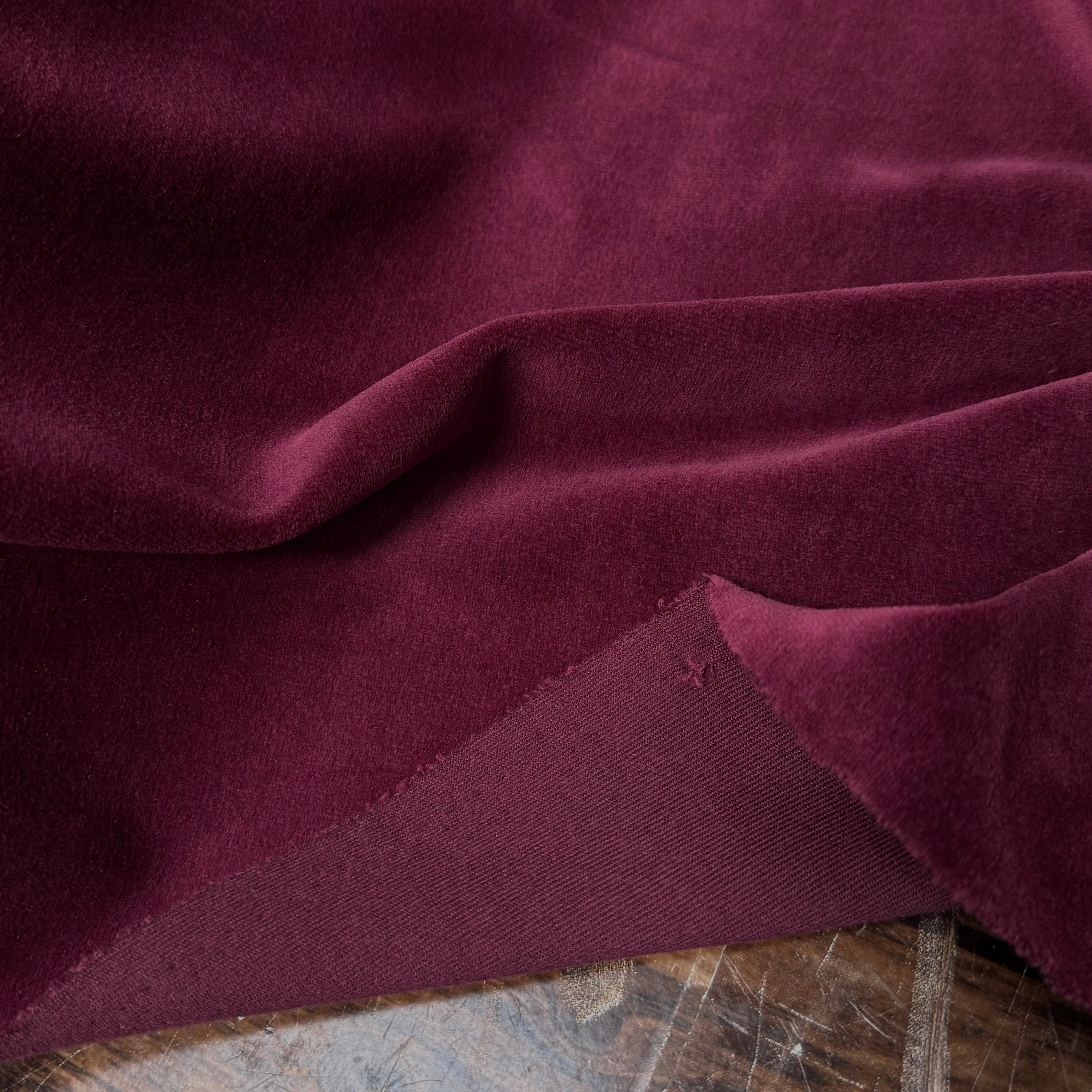 VELOURS DE COTON MOUSSE STRETCH BORDEAUX TOUCHER DOUX - My Little Coupon