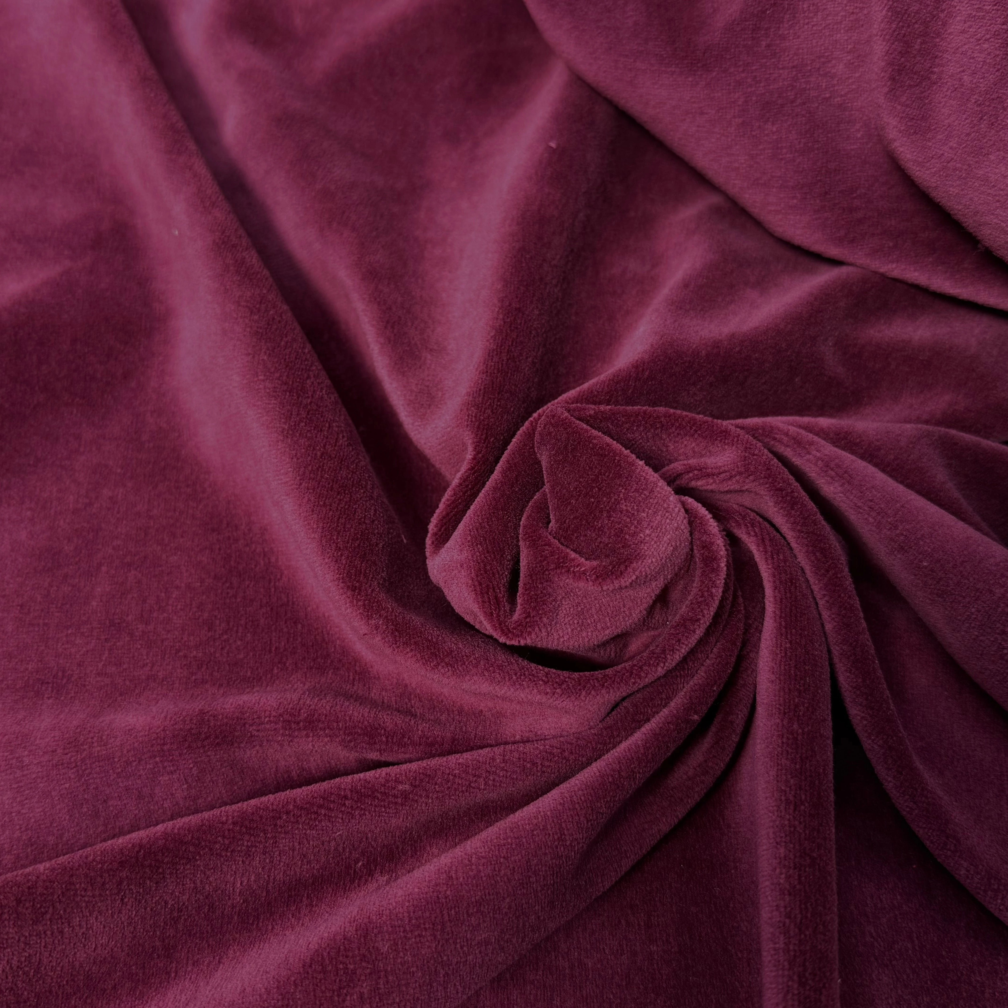 VELOURS DE COTON MOUSSE STRETCH BORDEAUX TOUCHER DOUX - My Little Coupon