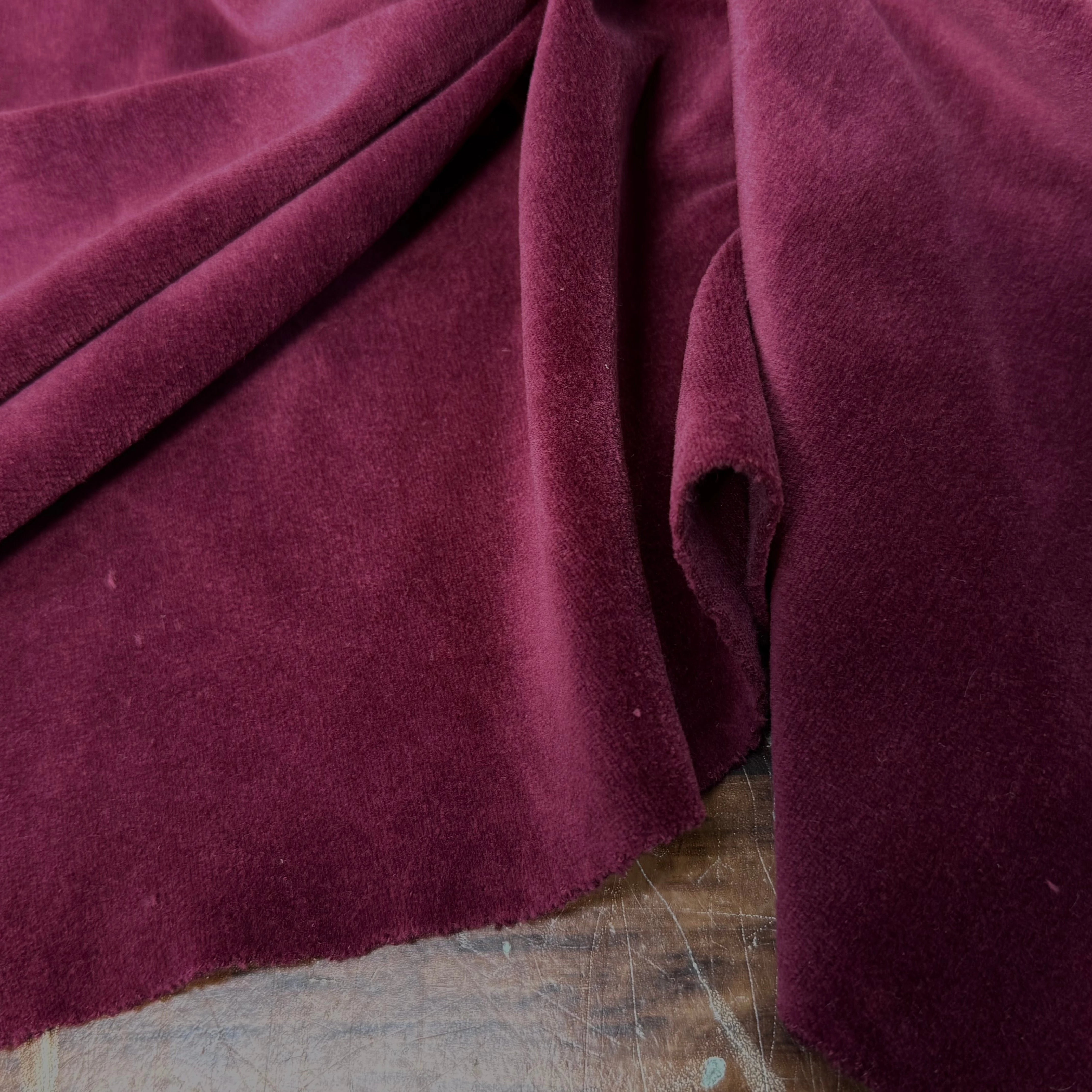 VELOURS DE COTON MOUSSE STRETCH BORDEAUX TOUCHER DOUX - My Little Coupon