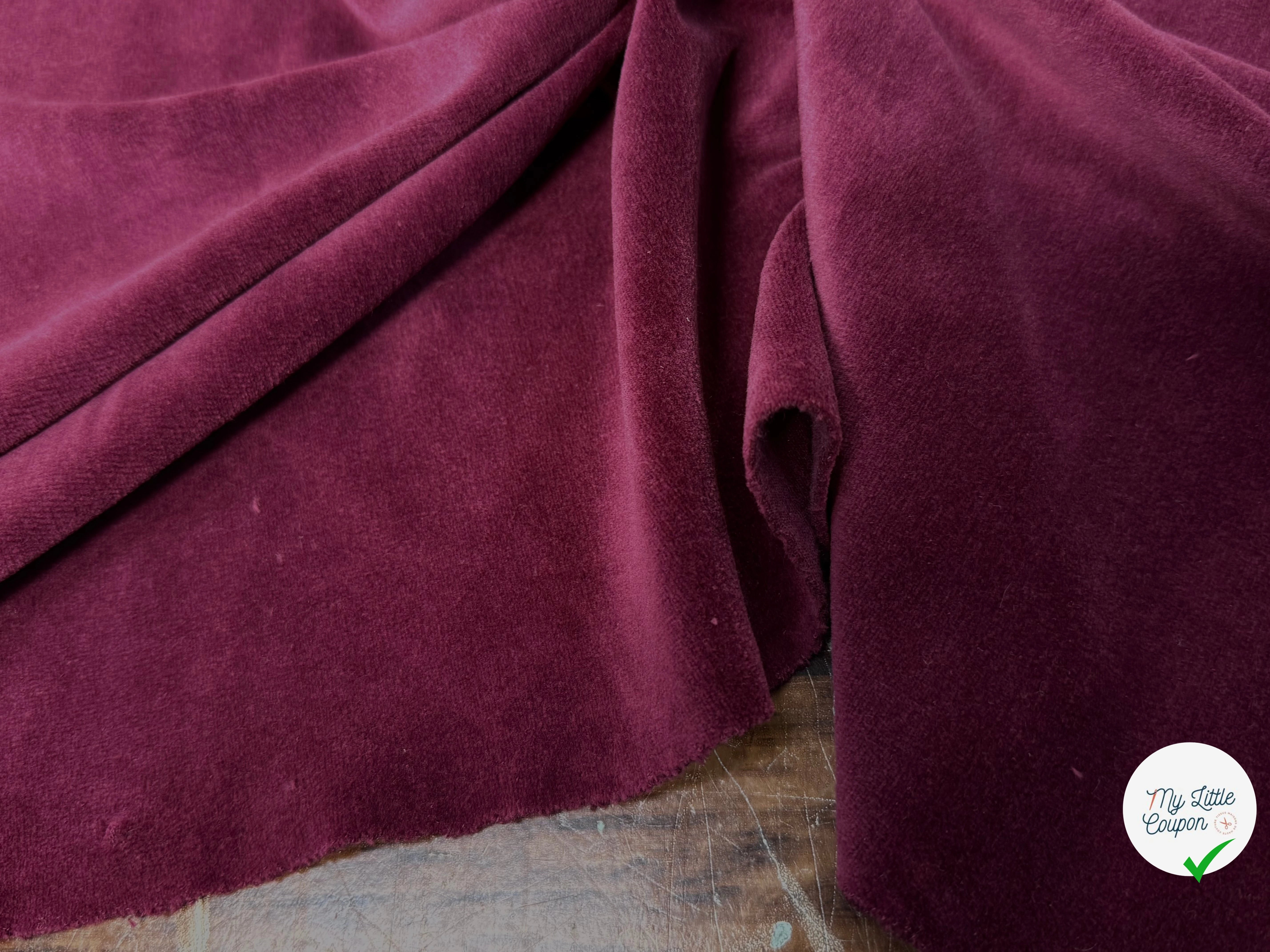 VELOURS DE COTON MOUSSE STRETCH BORDEAUX TOUCHER DOUX - My Little Coupon