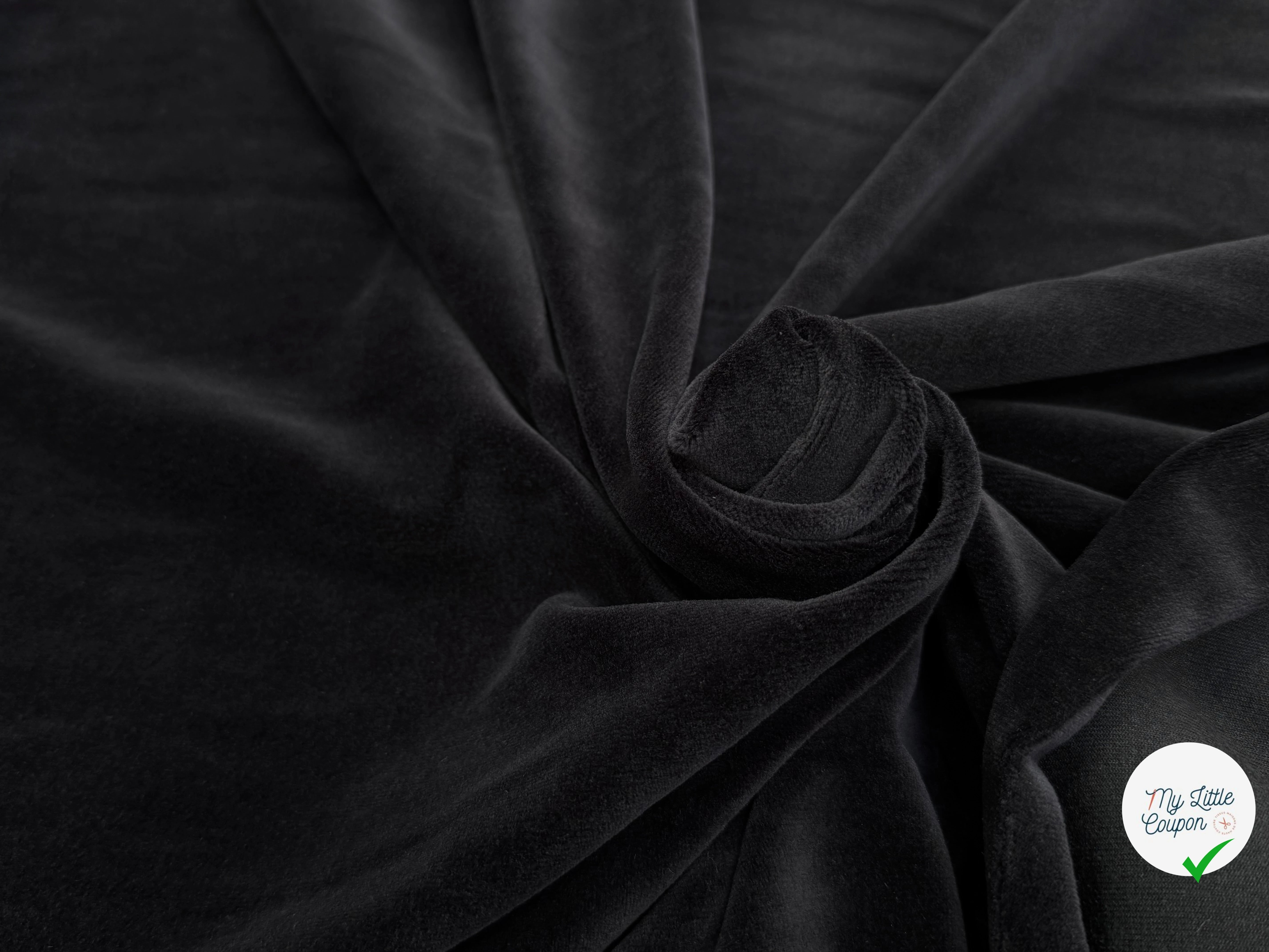 VELOURS DE COTON MOUSSE STRETCH NOIR TOUCHER DOUX - My Little Coupon