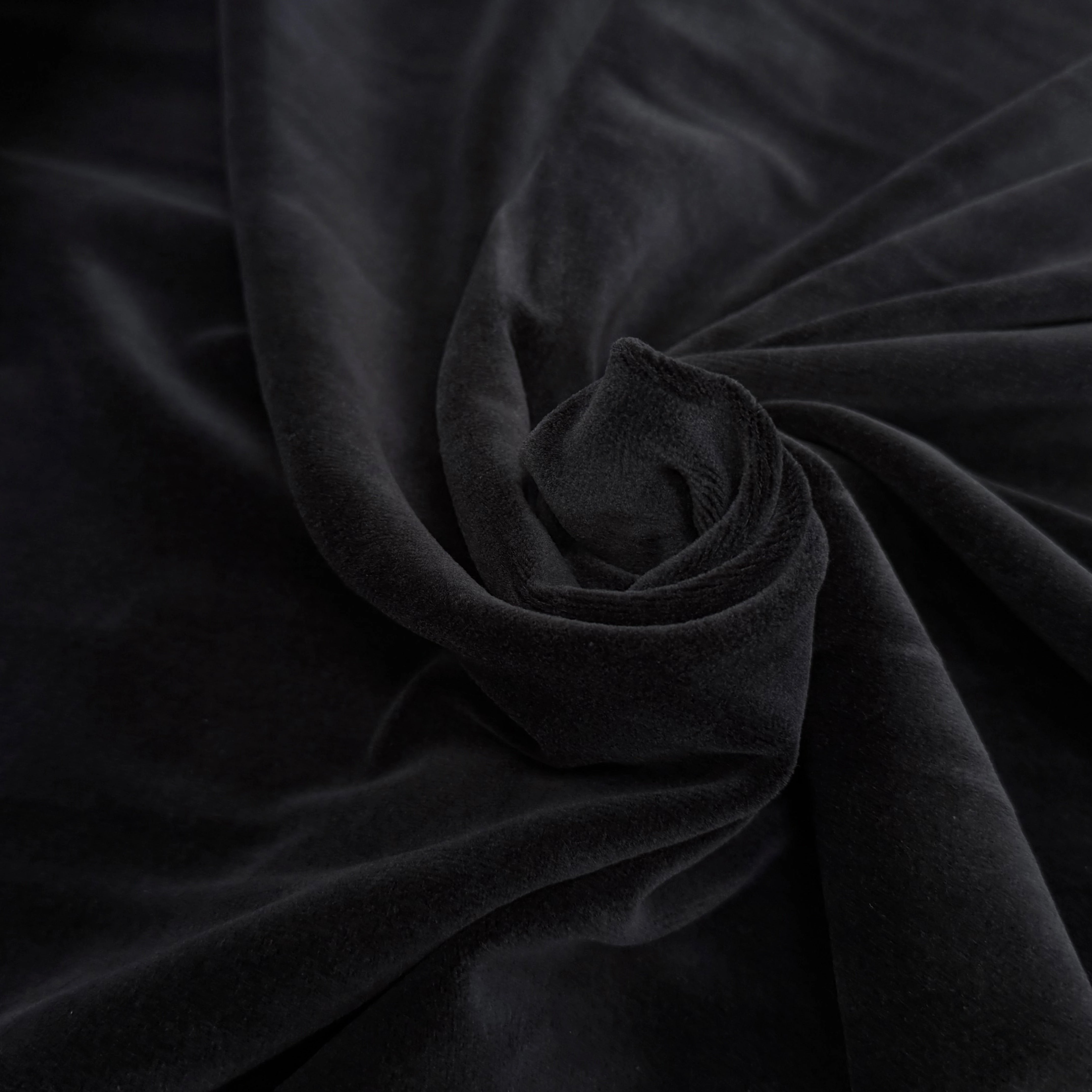 VELOURS DE COTON MOUSSE STRETCH NOIR TOUCHER DOUX - My Little Coupon