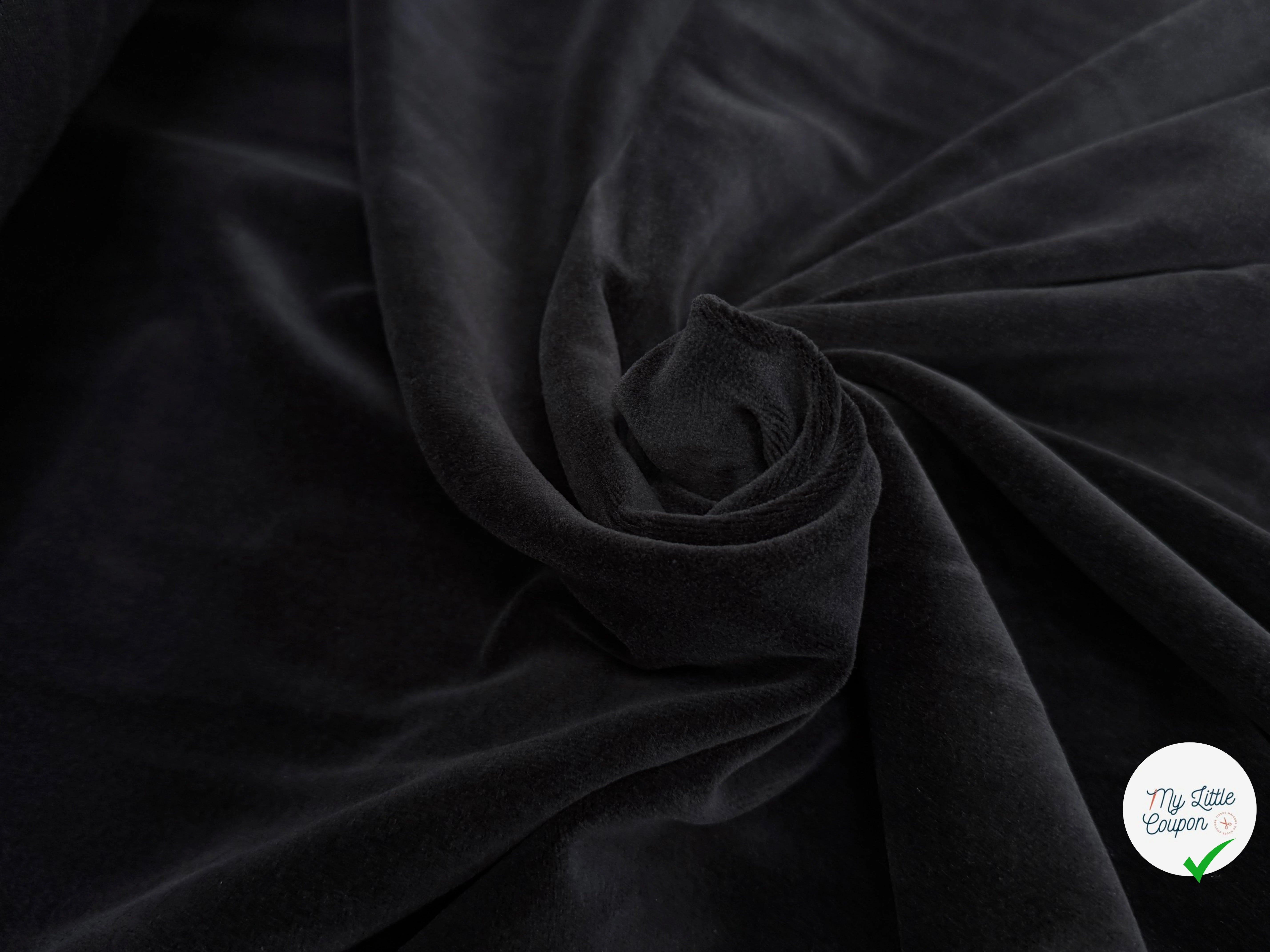 VELOURS DE COTON MOUSSE STRETCH NOIR TOUCHER DOUX - My Little Coupon