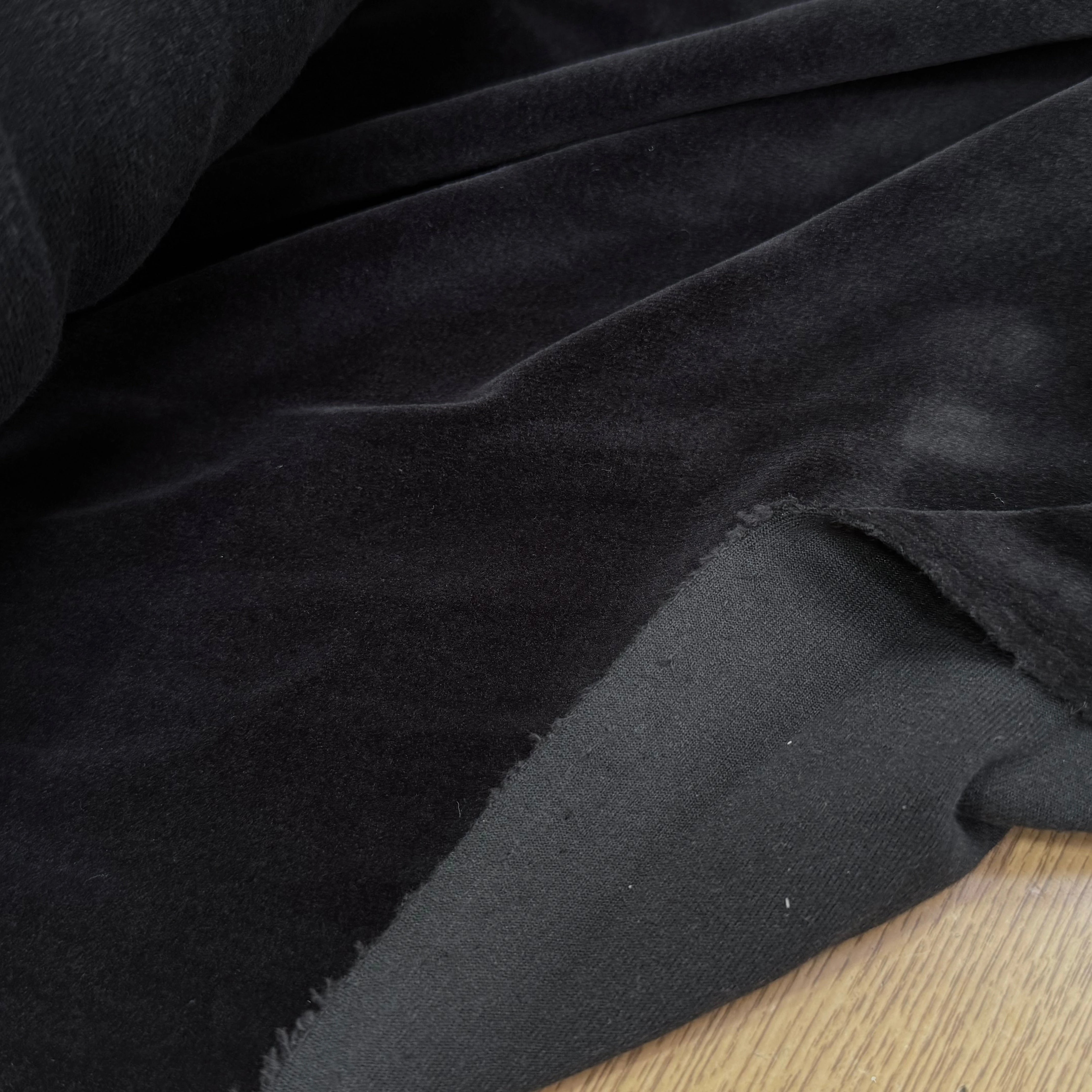 VELOURS DE COTON MOUSSE STRETCH NOIR TOUCHER DOUX - My Little Coupon